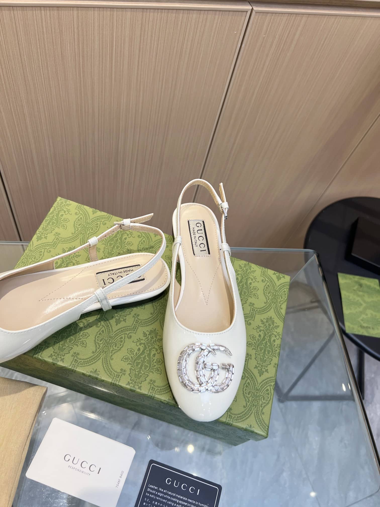 Gucci Gg Crystal Slingback White
