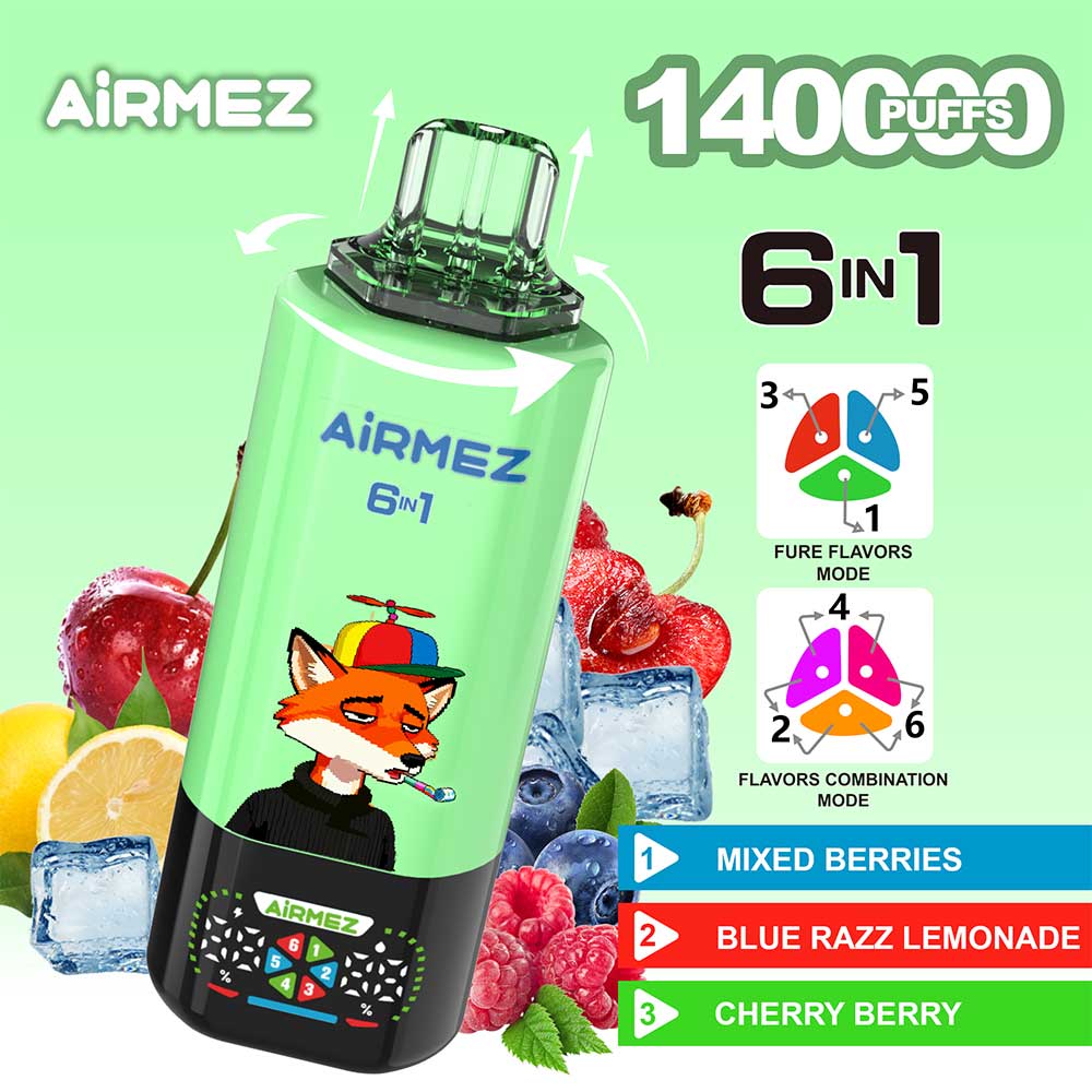 AIRMEX 140K 6w1 – Jednorazowy e-papieros, 140 000 zaciągnięć, ładowanie USB-C
