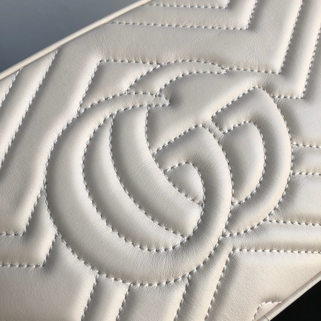 Gucci GG Marmont Small Matelassé Camera Bag White 24cm 447632 DTD1T 9022
