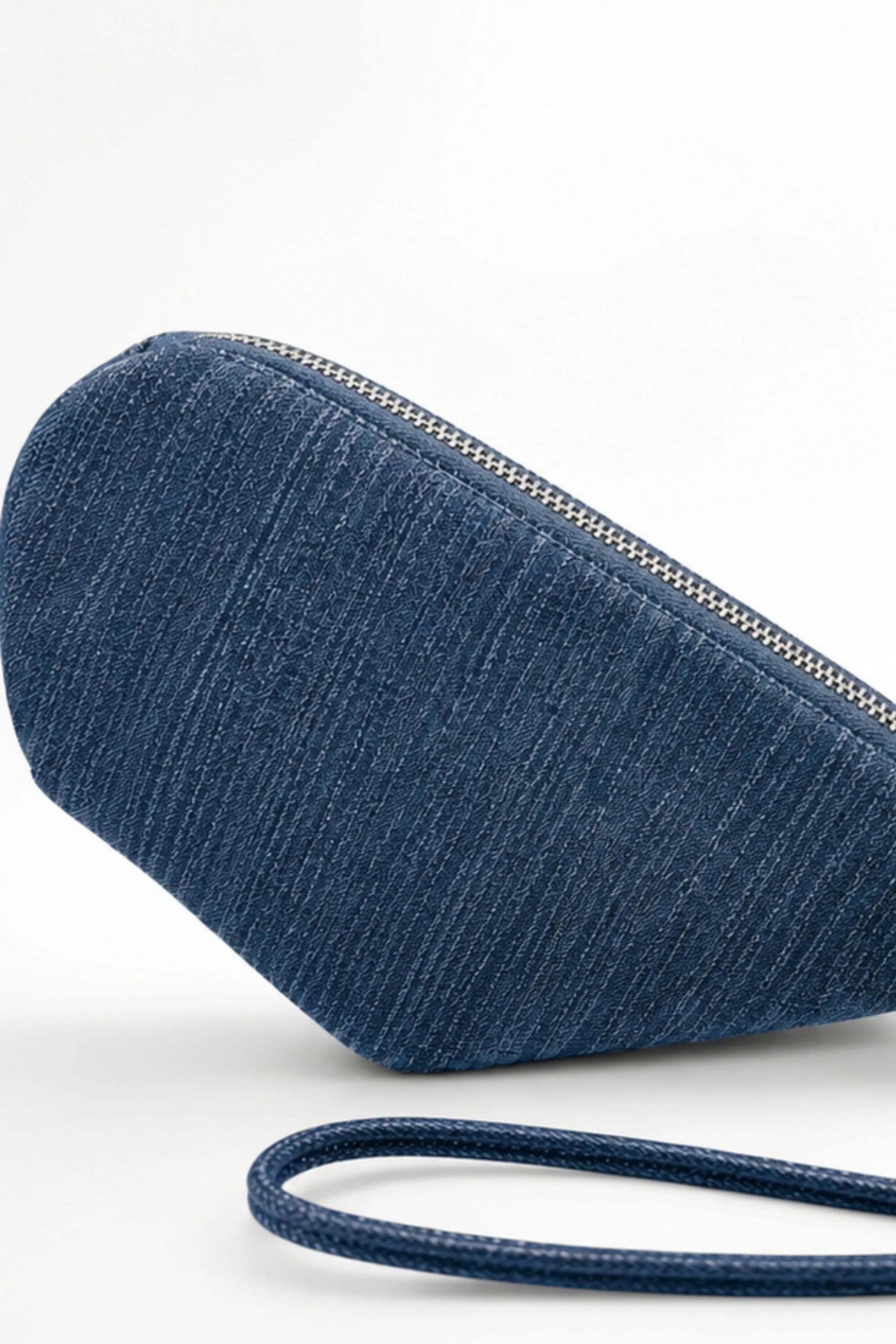 Indigo Denim Half-Moon Crossbody Bag