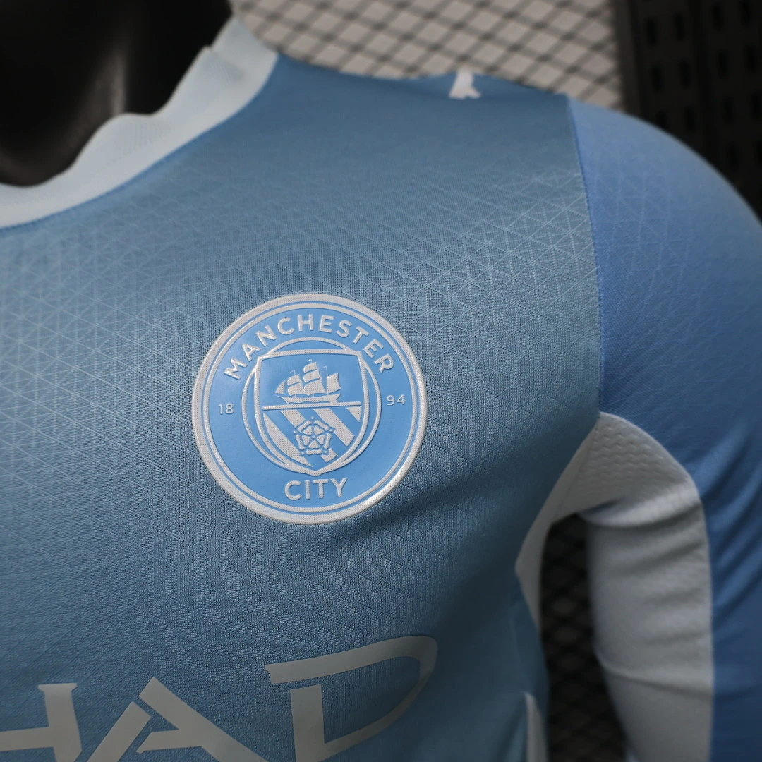 2026/27 Premier League Manchester City Team Home Football Jersey Player Version Long Sleeves - JerseyFun