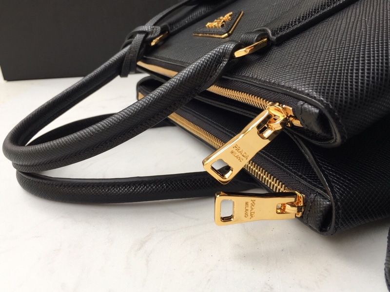 Prada Large Galleria Saffiano Leather Bag In Black