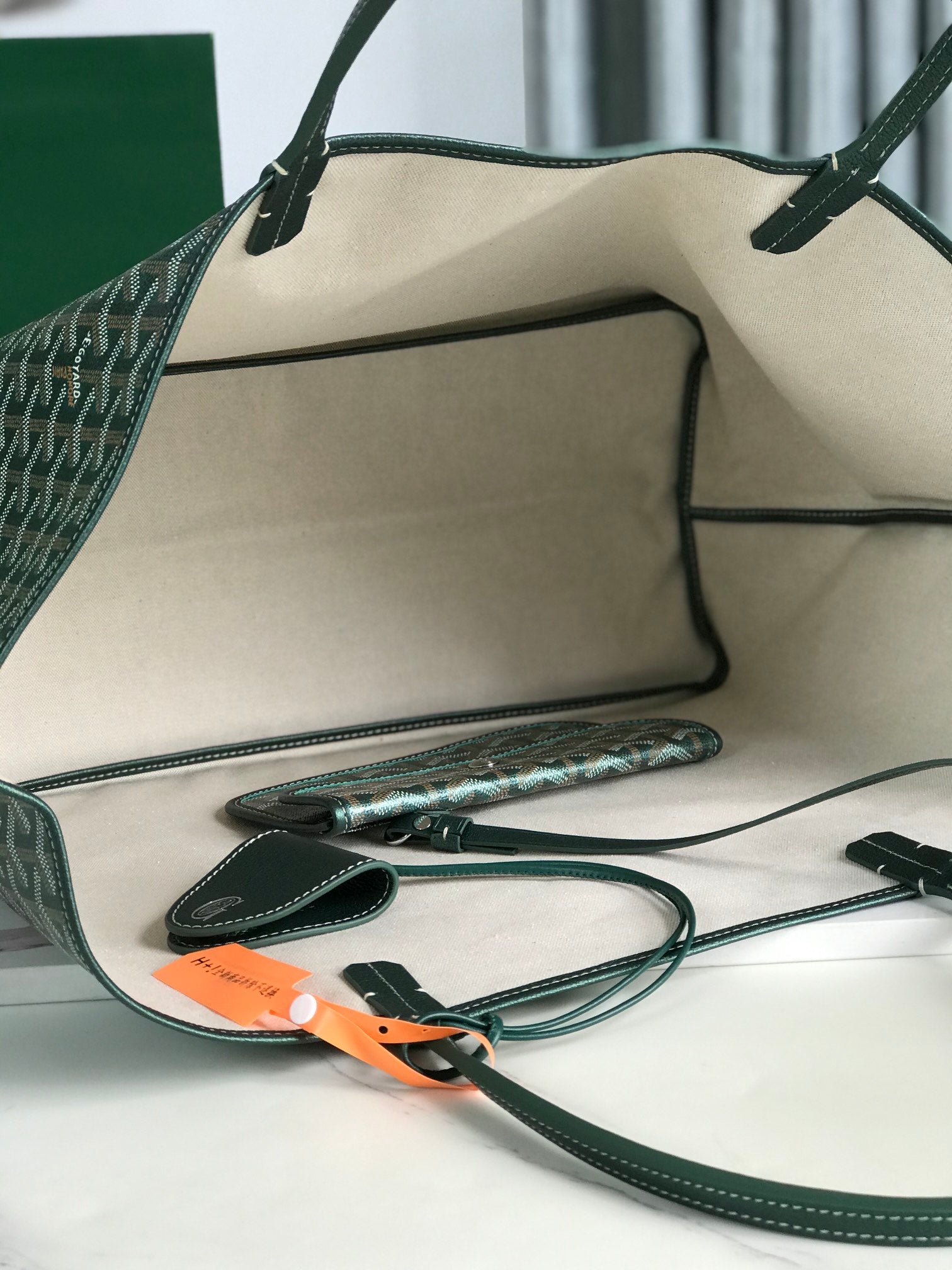 Goyard Saint Louis Gm Bag 40Cm Green Canvas Chevroches Calfskin