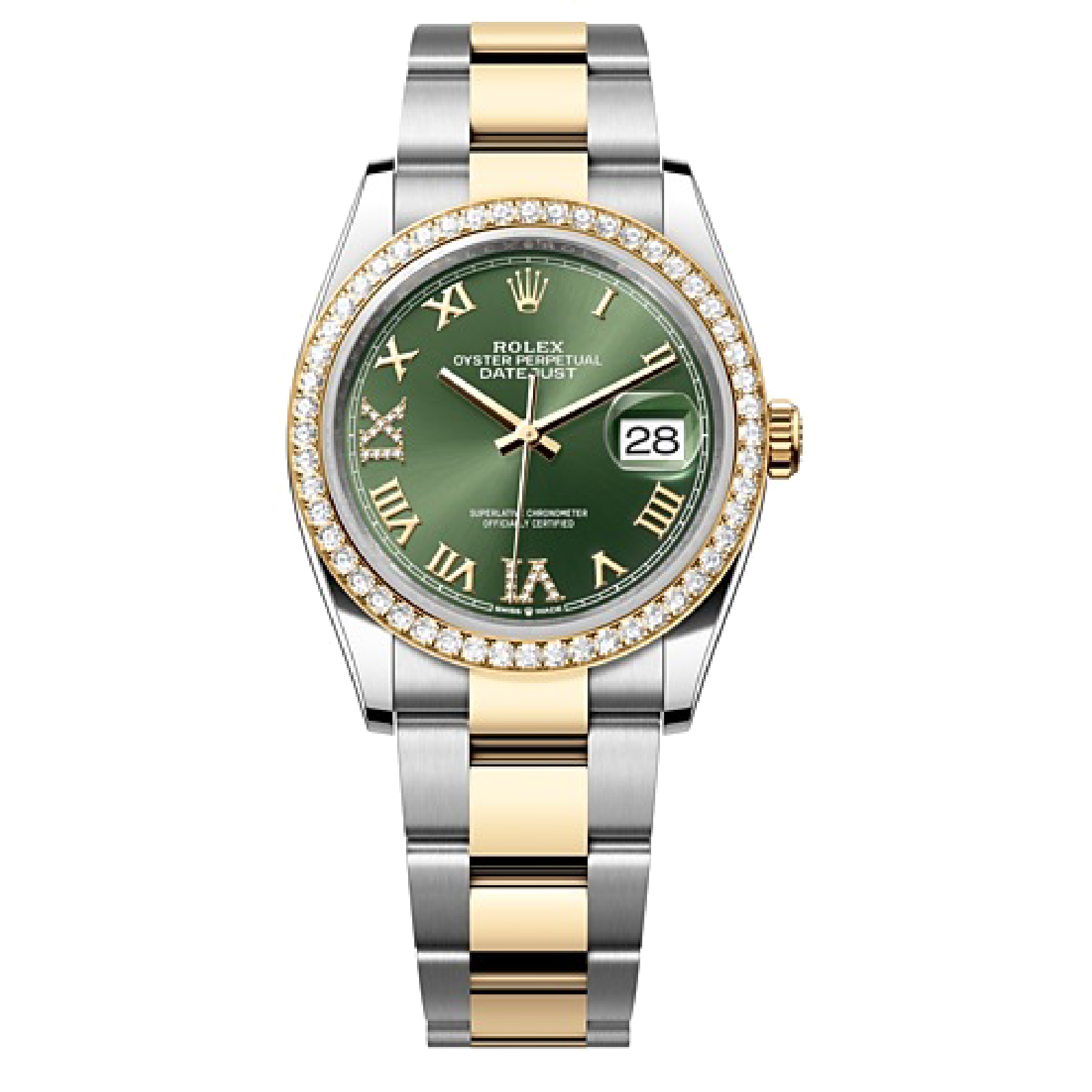 Rolex DATEJUST Oyster, 36 mm, Oystersteel, yellow gold and diamonds M126283RBR-0012