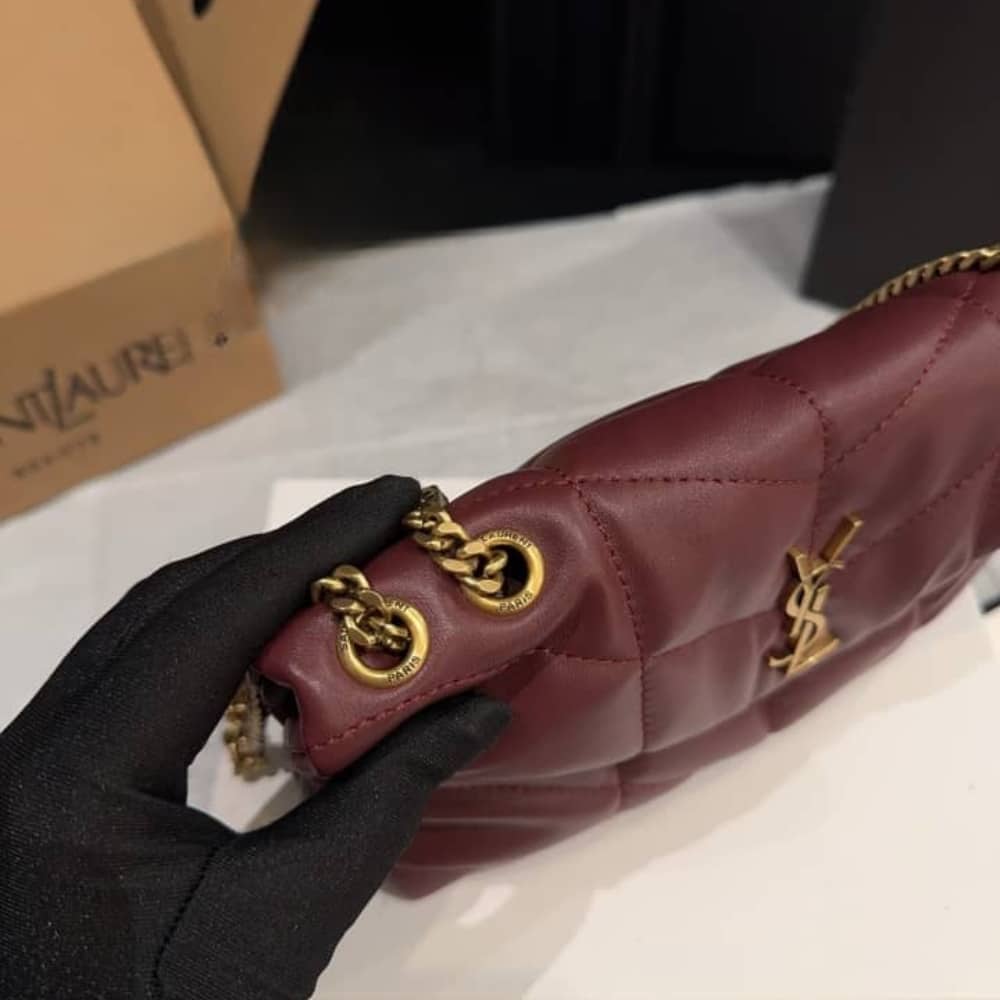 Saint Laurent Toy Puffer In Shiny Leather Burgundy 22Cm 759337Aaffa6593
