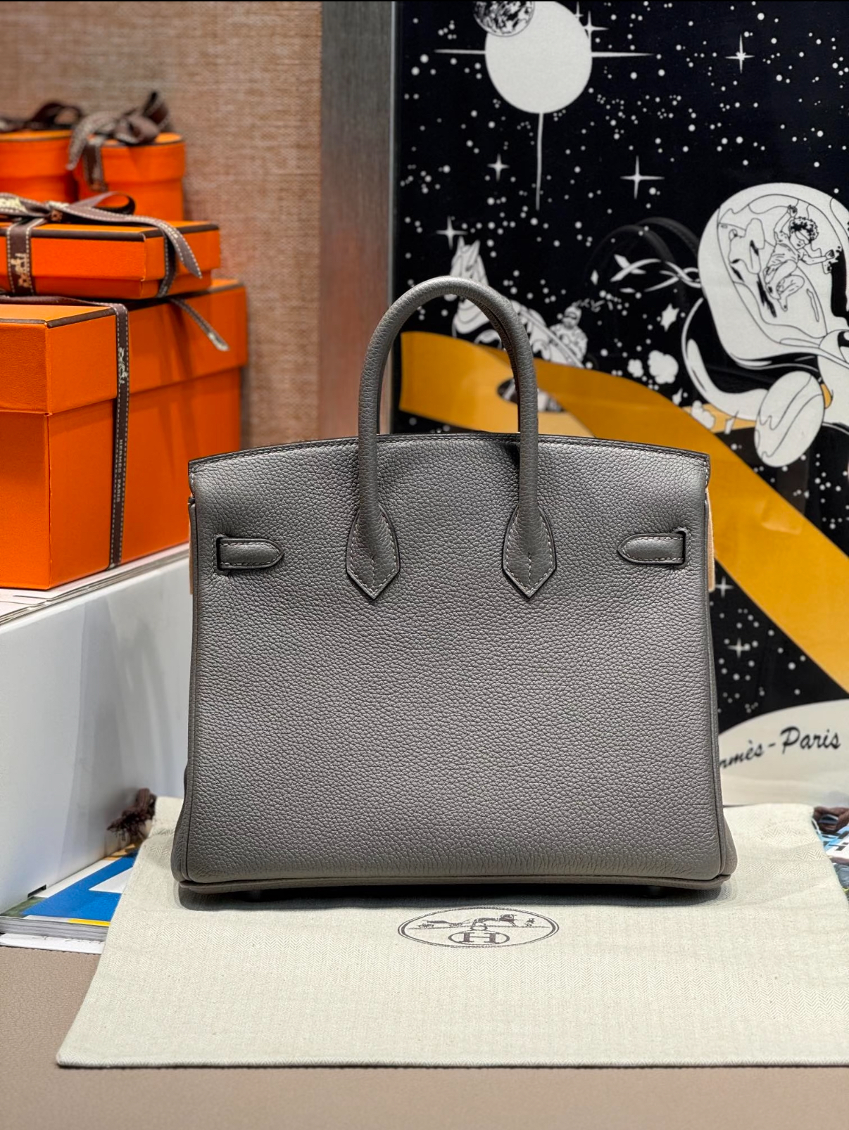 Birkin pewter grey silver buckle Togo custom