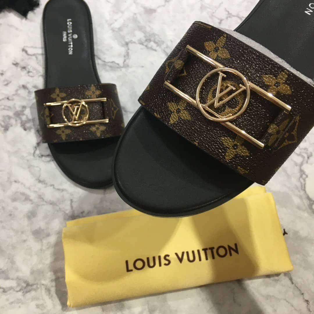Louis Vuitton Lock It Flat Mules Brown
