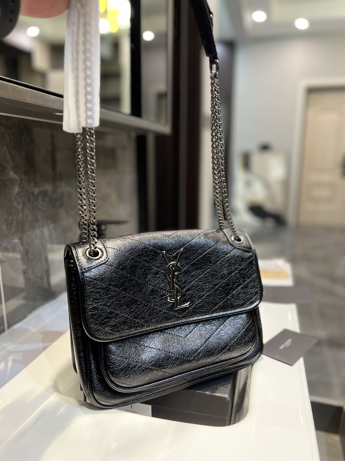 Saint Laurent Niki Baby Chain Bag In Black