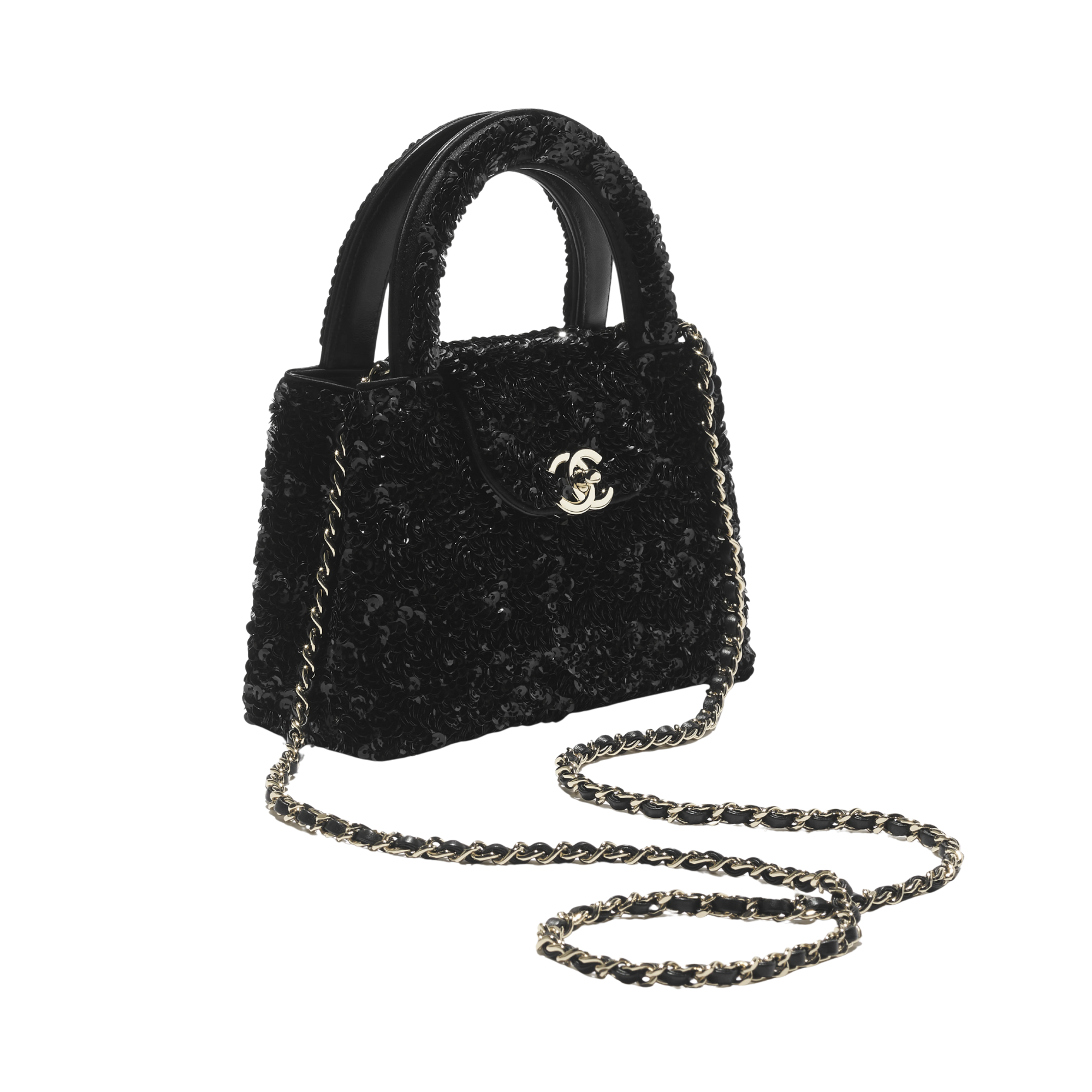Chanel Mini Sequin Handbag Black 19cm/7.5in