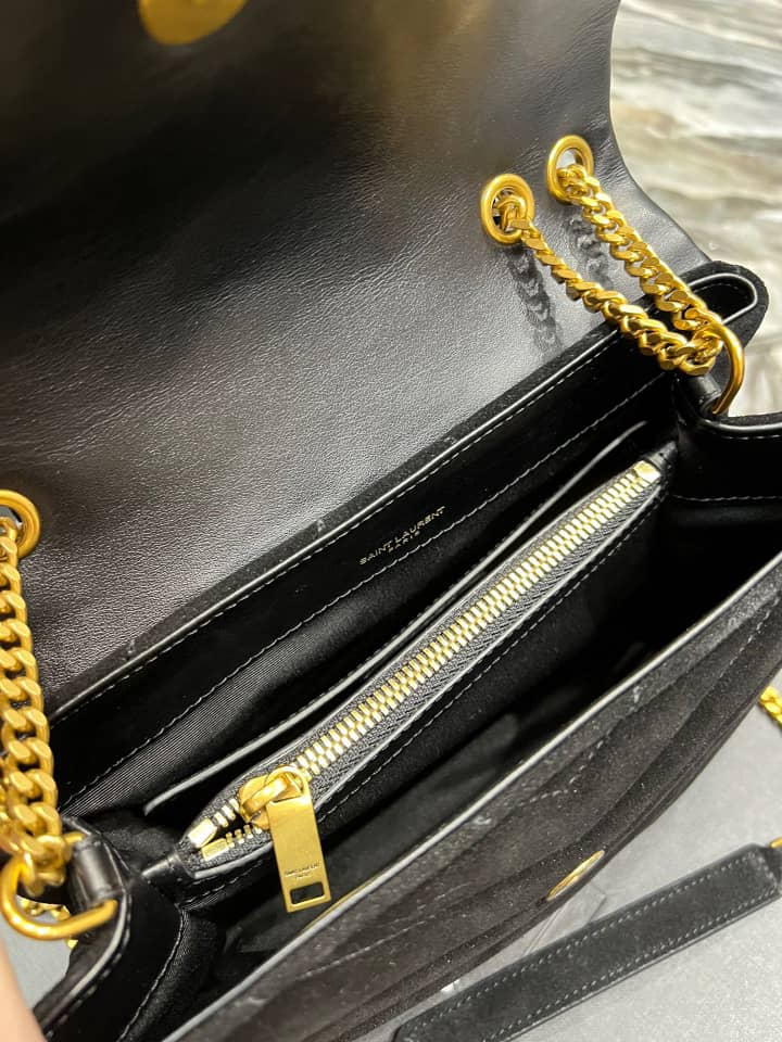 Saint Laurent Loulou Small Flap Bag Suede Black 25Cm
