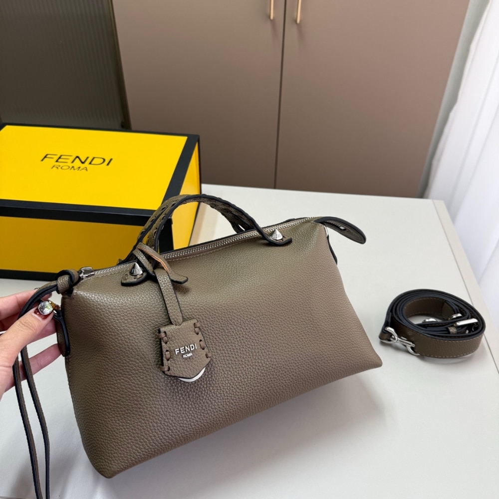 Fendi By The Way Medium Leather Boston Bag Brown 20Cm