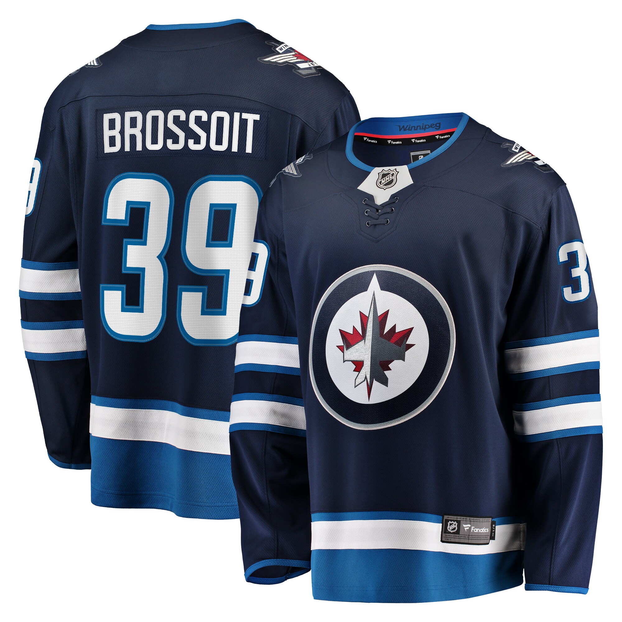 Laurent Brossoit Winnipeg Jets Fanatics Home Premier Breakaway Player Jersey – Navy