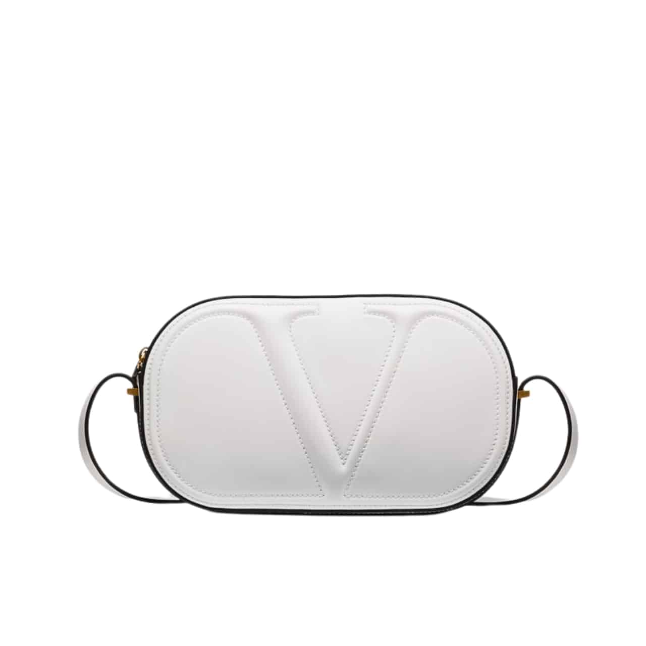 Valentino VLogo Walk Calfskin Crossbody Bag White 25Cm