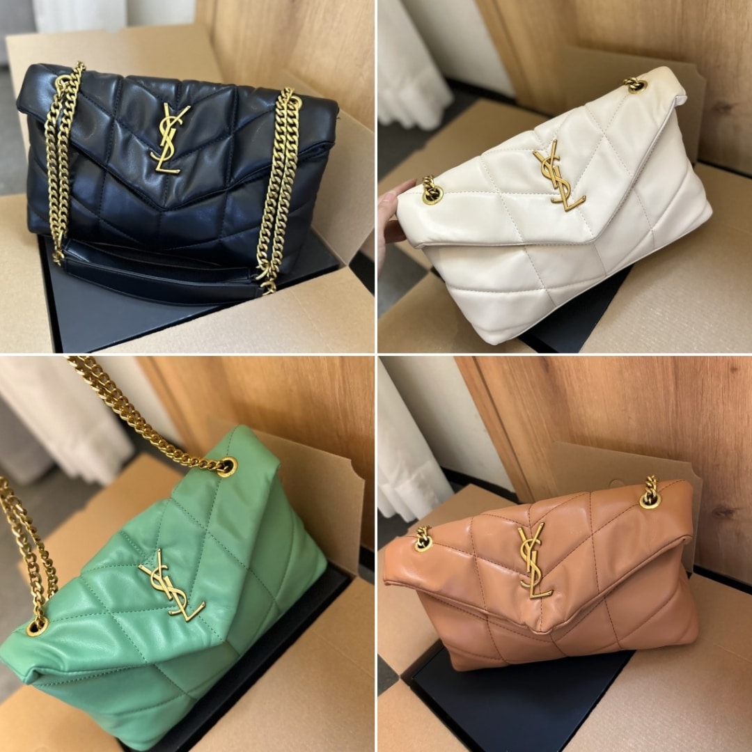 Saint Laurent Loulou Puffer Small Shoulder Bag In Soft Cream 28Cm