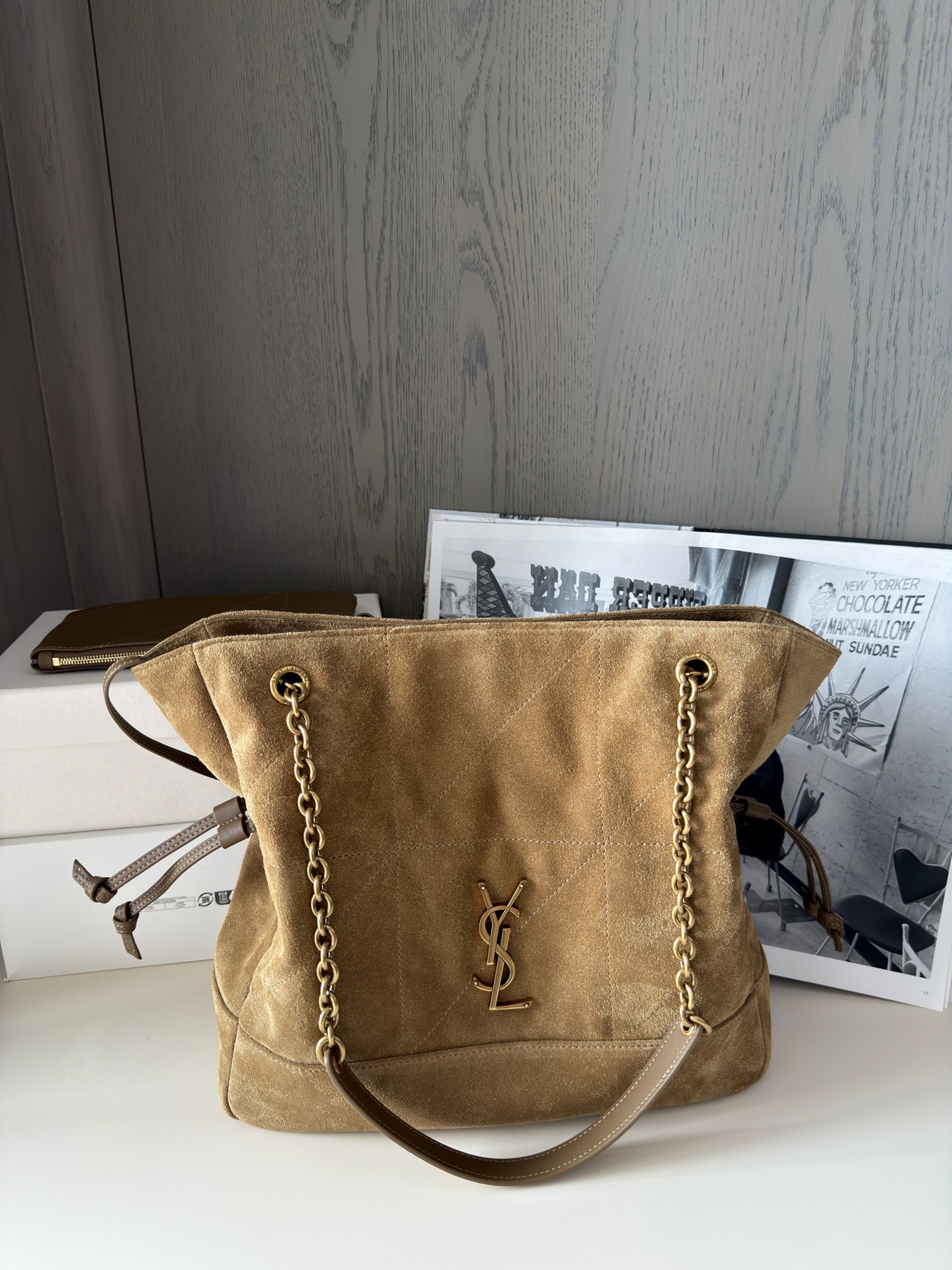 YSL-small JAMIE SHOPPING in suede