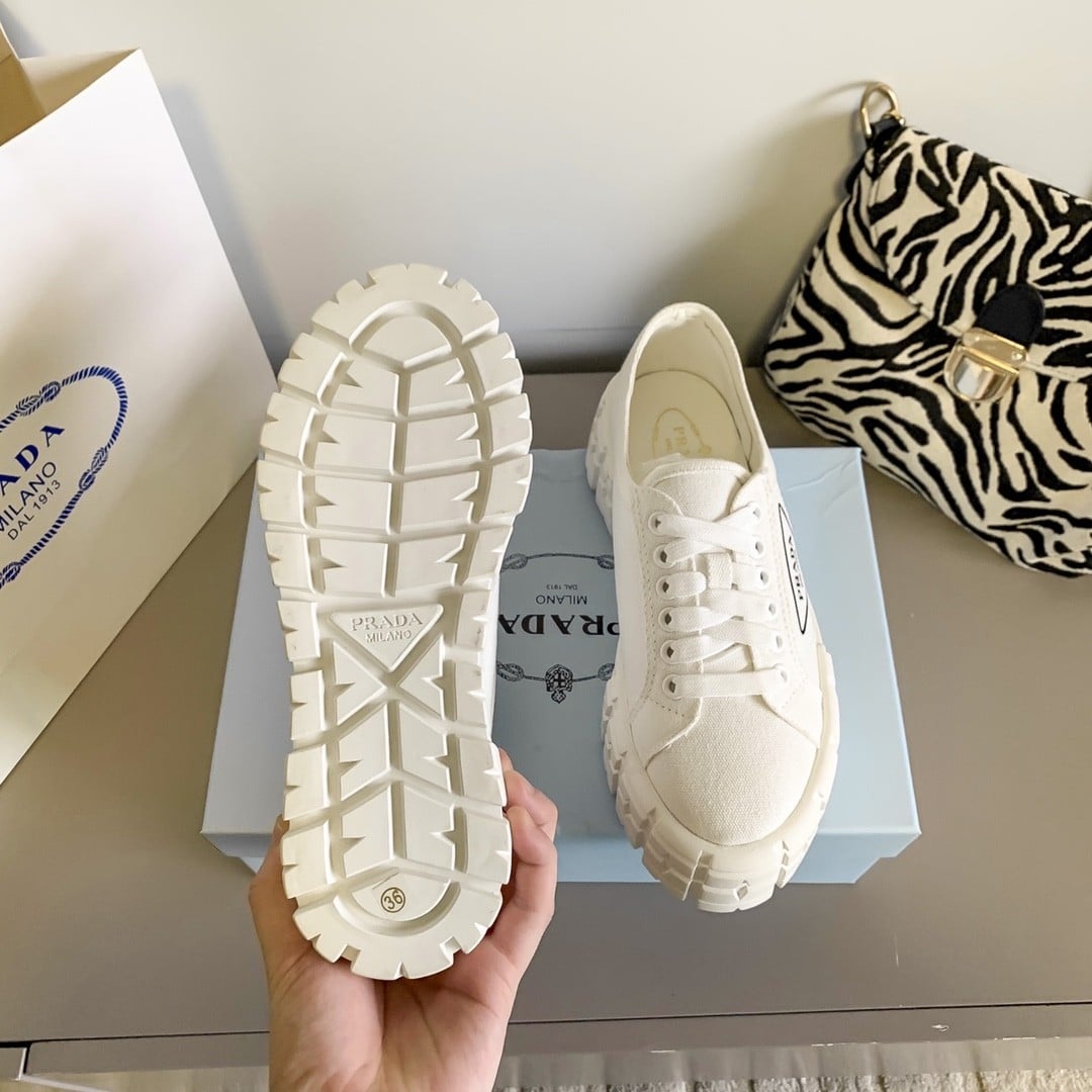 Prada Double Wheel Re Nylon Gabardine Sneaker White 1E260M 3Lfx F0009 F B050