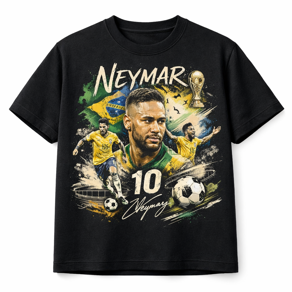 Neymar World Cup Printed T-Shirt  Unisex Loose Fit T-Shirt 100% Cotton Soft Comfortable Summer Casual Printed Top