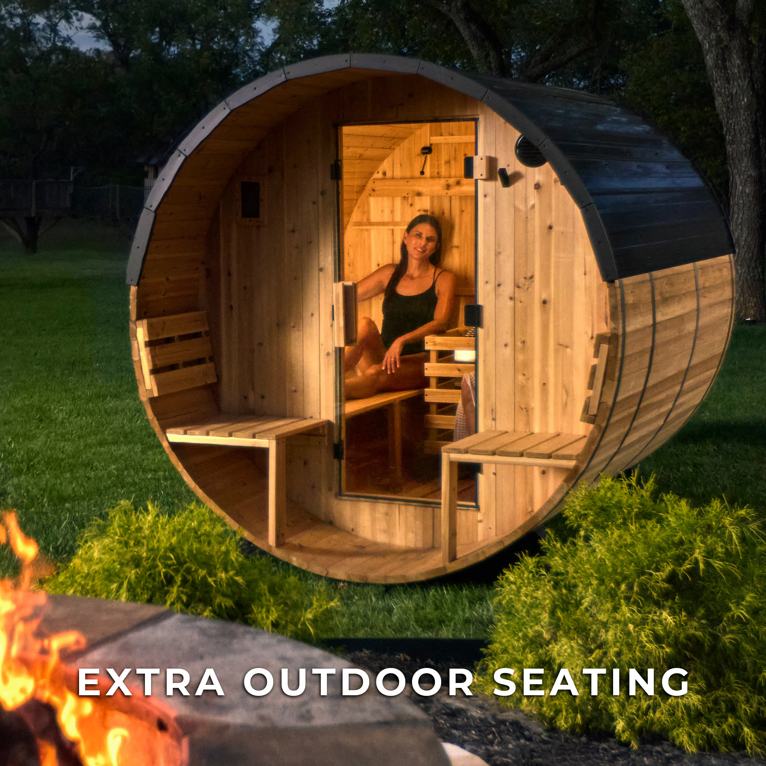 Paxton Outdoor Barrel Sauna with Porch �?2-4 Person