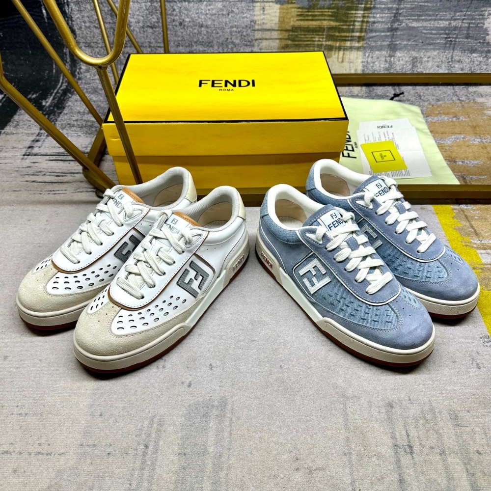 Fendi Match Suede Low Tops White And Brown  8e8670asb2f1rux