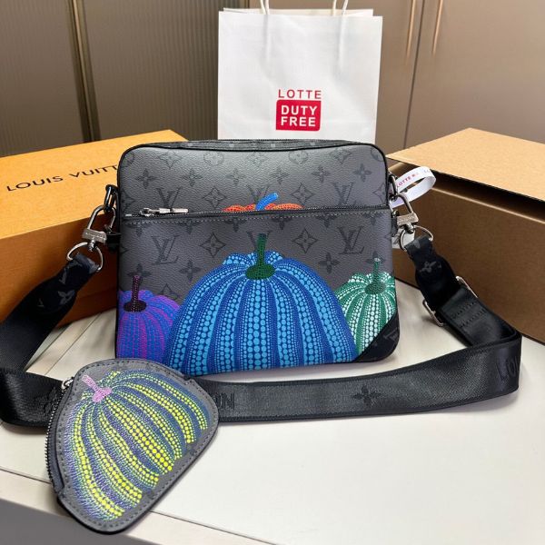 Louis Vuitton X Yk Trio Messenger Monogram Eclipse Reverse Pumpkin 21Cm M46435