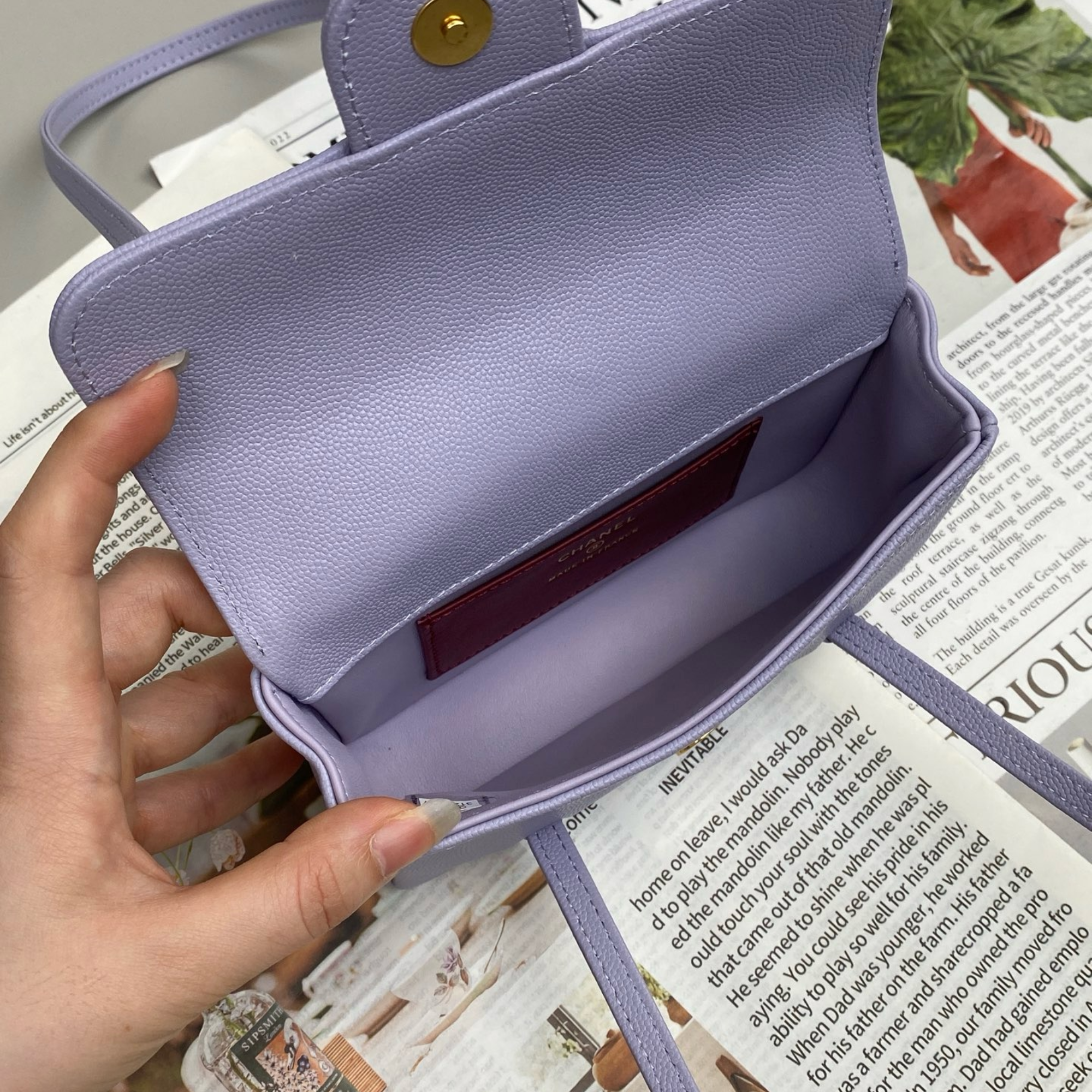 Chanel Clutch Purple Bag 17cm/6.7in