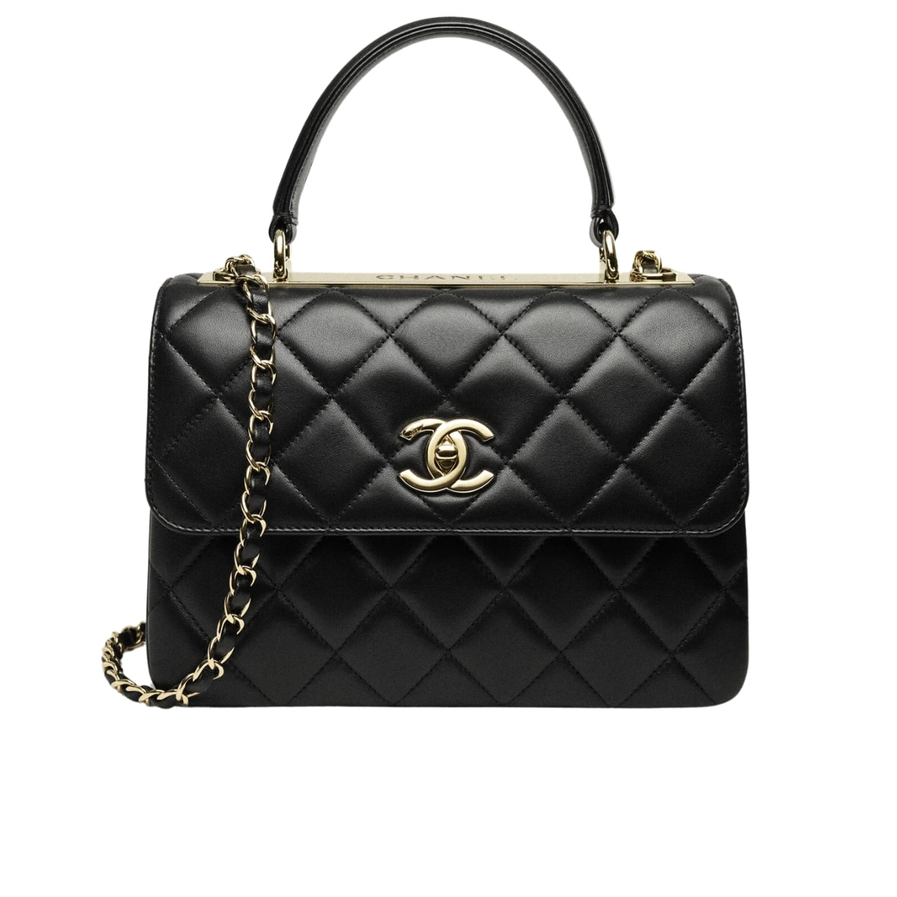 Chanel Flap Bag With Top Handle Black 25Cm/9.8in
