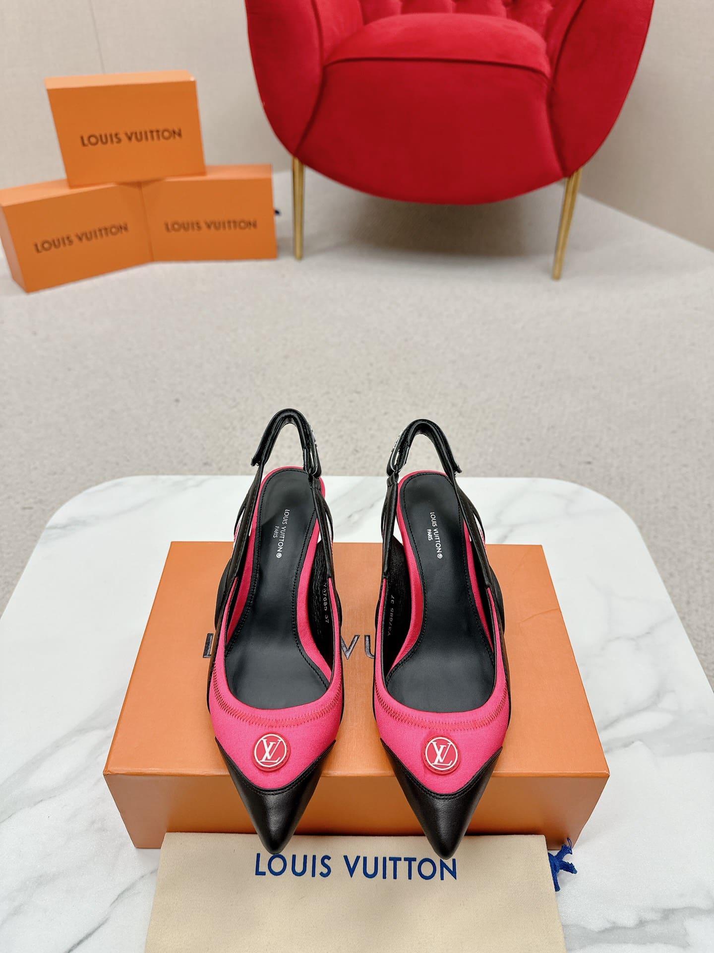 Louis Vuitton Archlight Slingback Pump Black And Pink