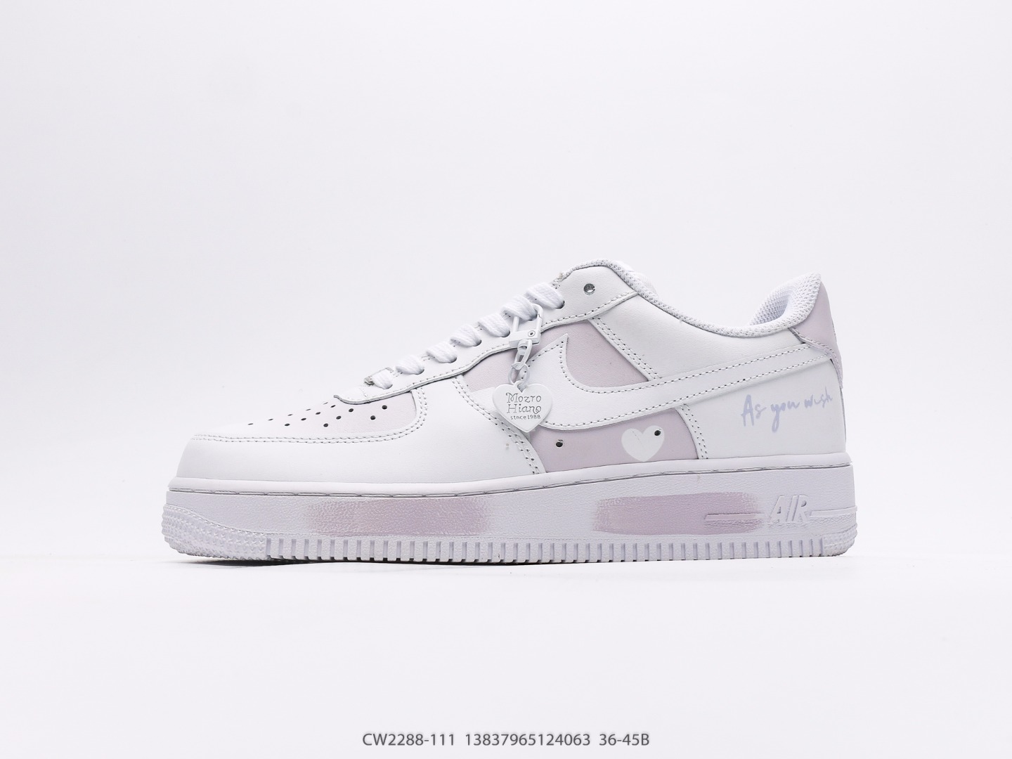 Nike Air Force 1 Low Lavender Heart Custom