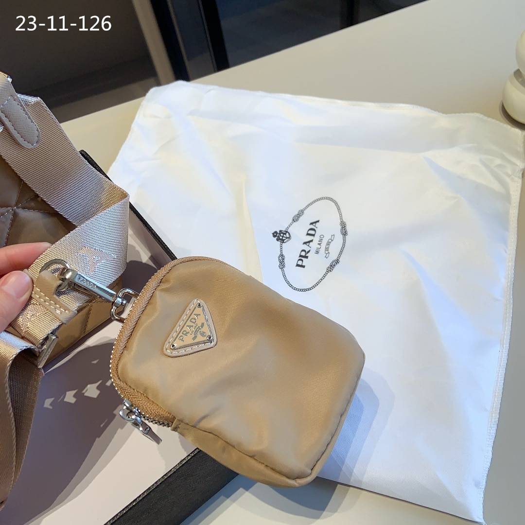 Prada Re Nylon Padded Tote Bag Beige 23Cm