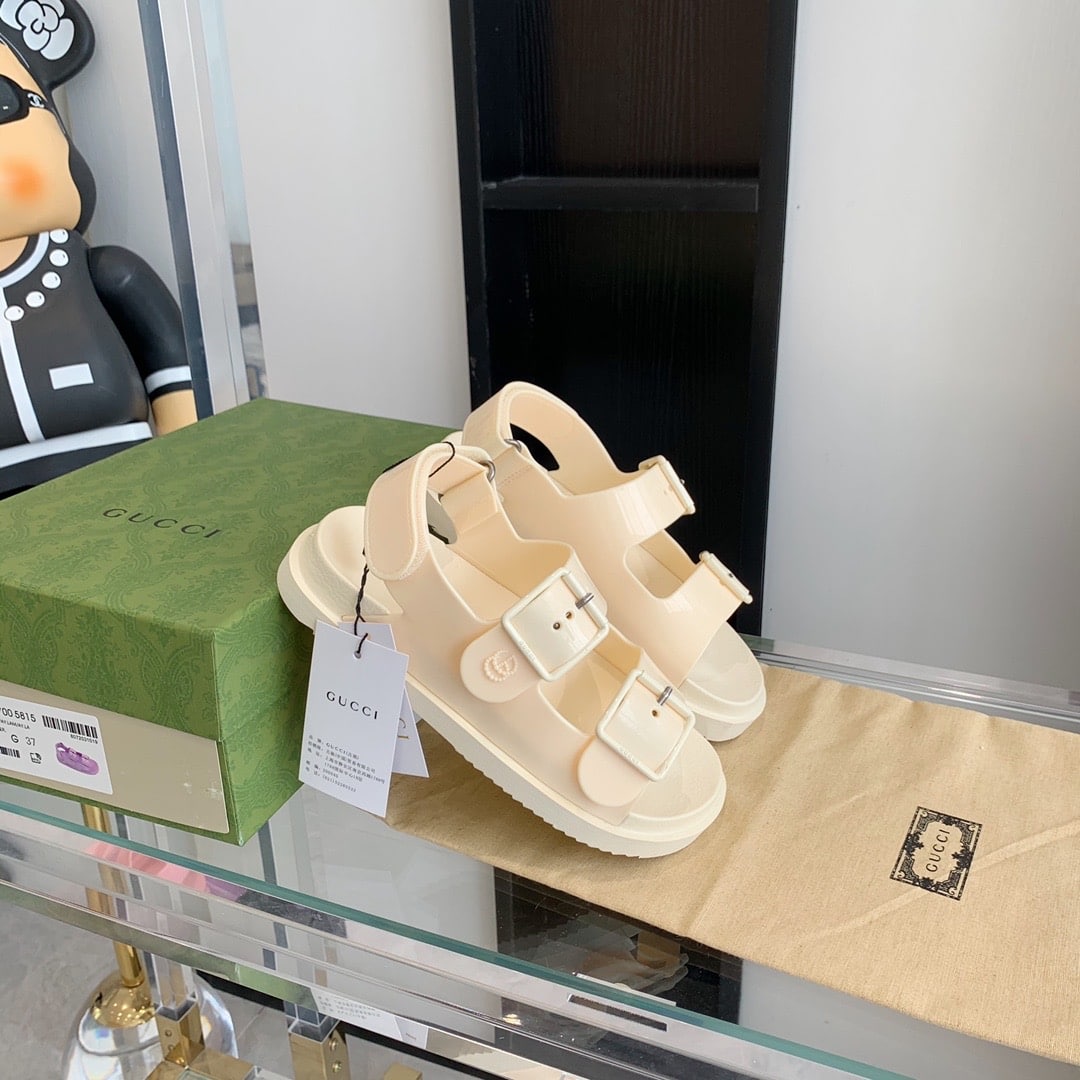 Gucci Women?S Sandal With Mini Double G White 660243 J8700 9050
