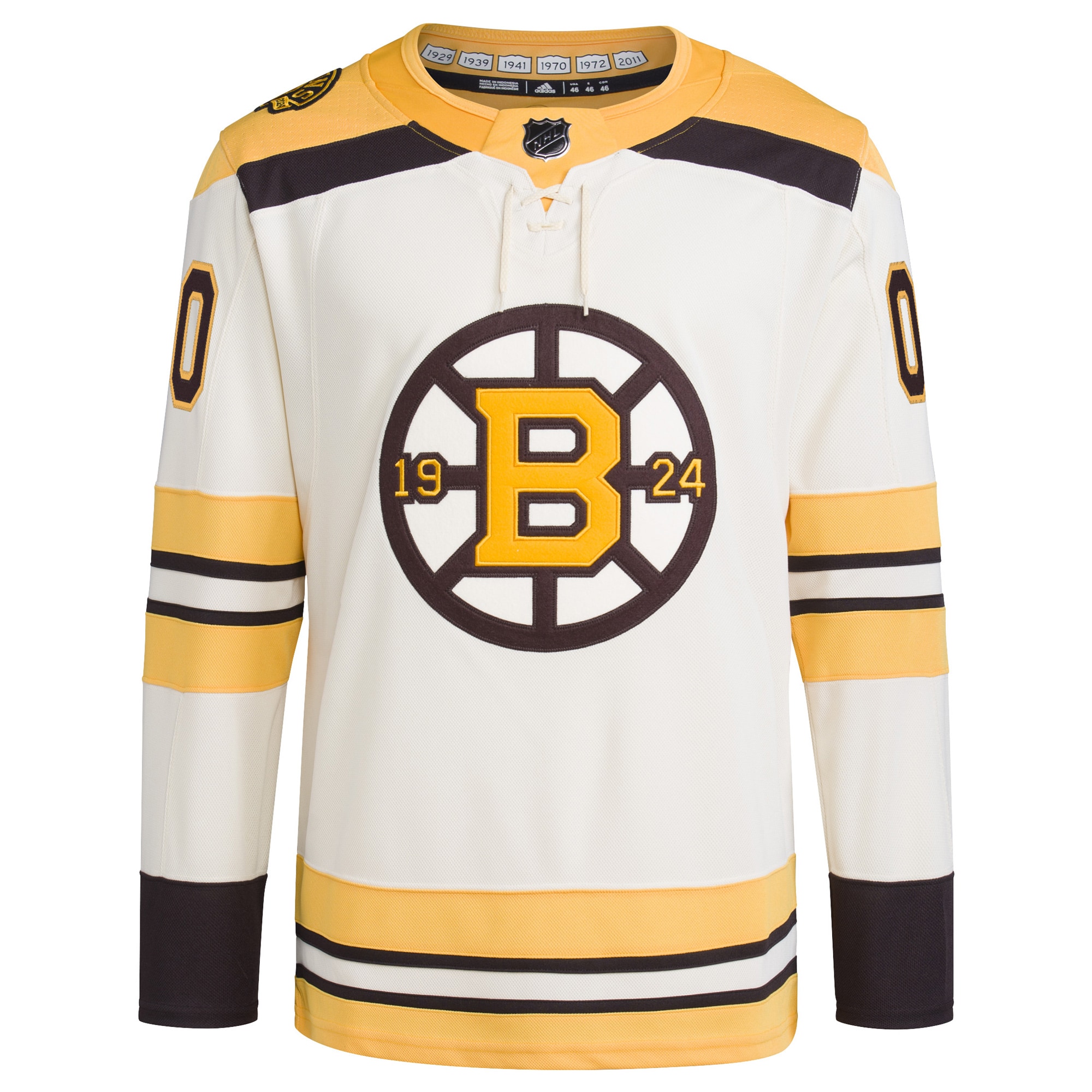 Boston Bruins adidas   100th Anniversary Primegreen Authentic Custom Jersey – Cream