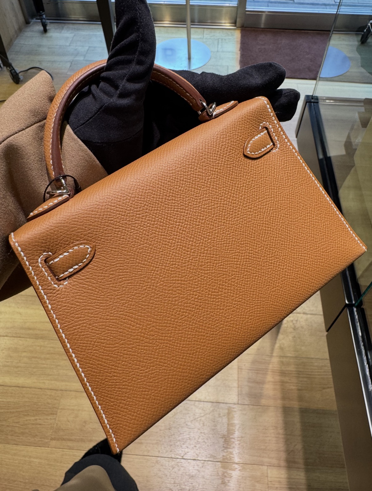 Kelly mini brown  silver custom hardware