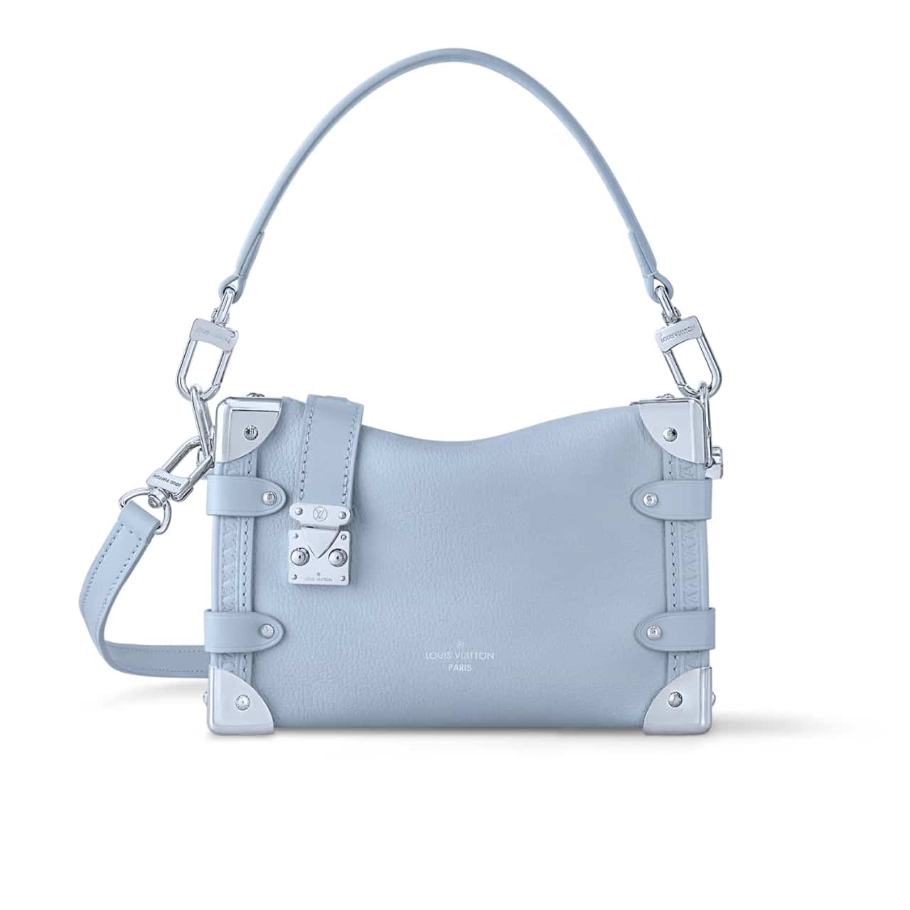 Louis Vuitton Side Trunk MM Grained Calf Leather Bleu Olympe 23Cm M25067