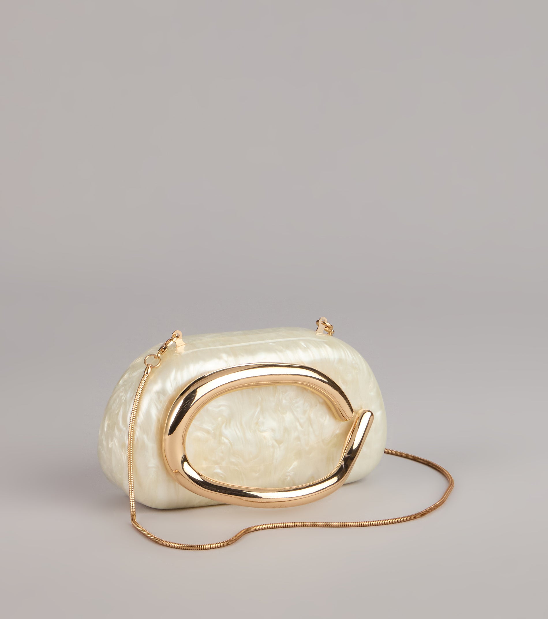 Polished Plans Pearlescent Metal Handle Clutch