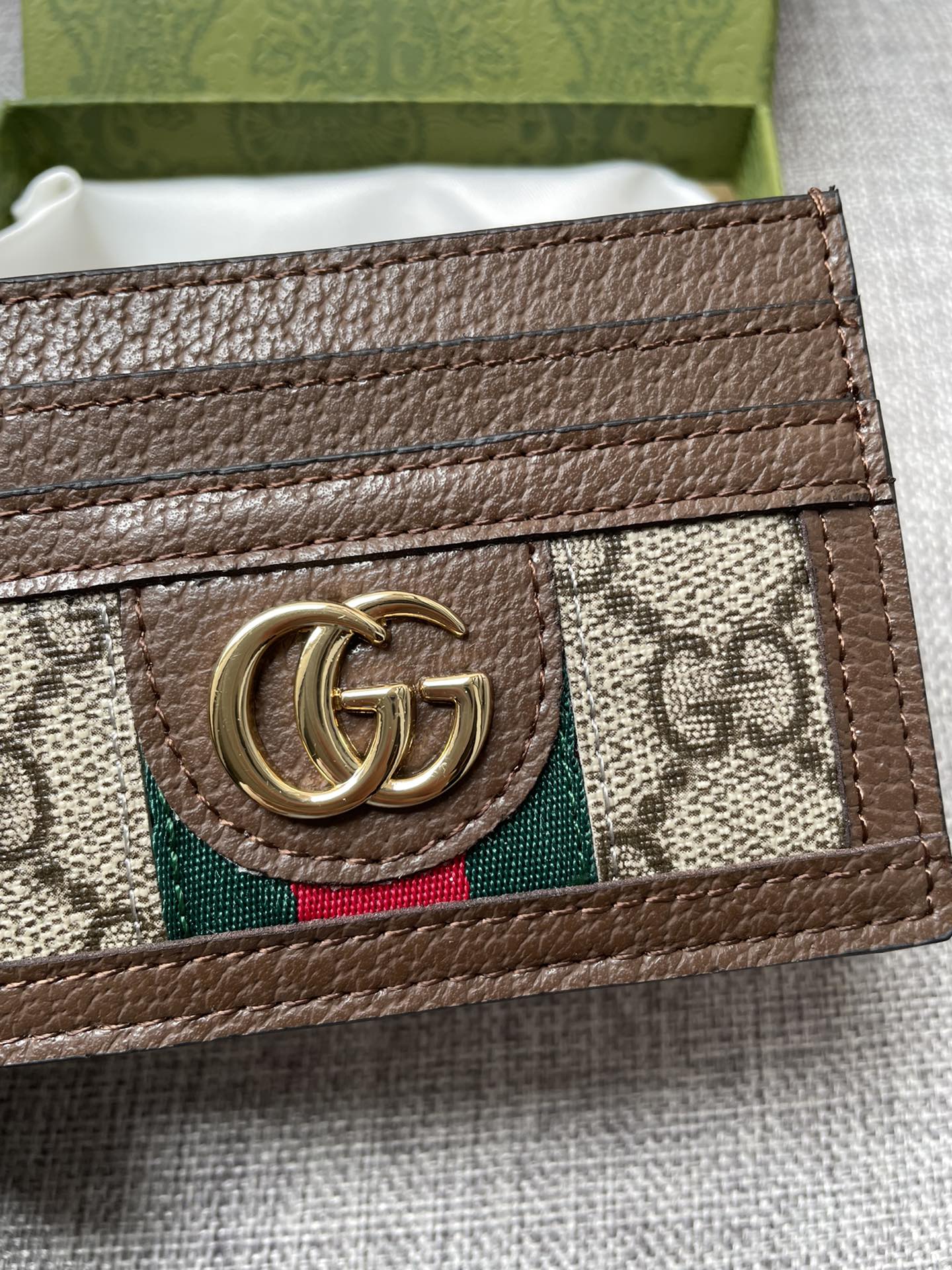 Gucci Ophidia Gg Card Case Monogram Brown 10Cm 523159 96Iwg 8745