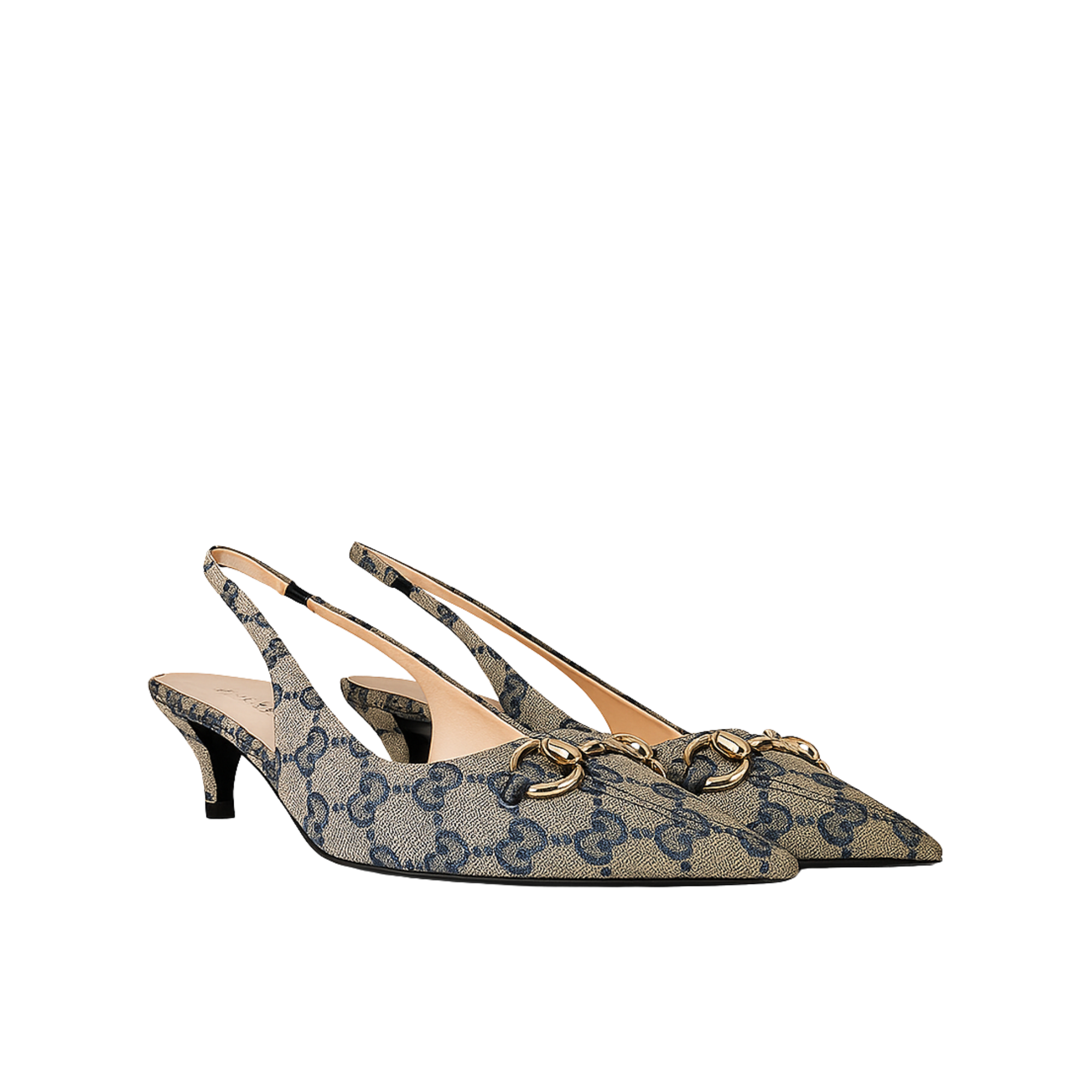 Gucci Women’S Horsebit Slingback Pump Beige And Blue 782627 2Hk80 4041