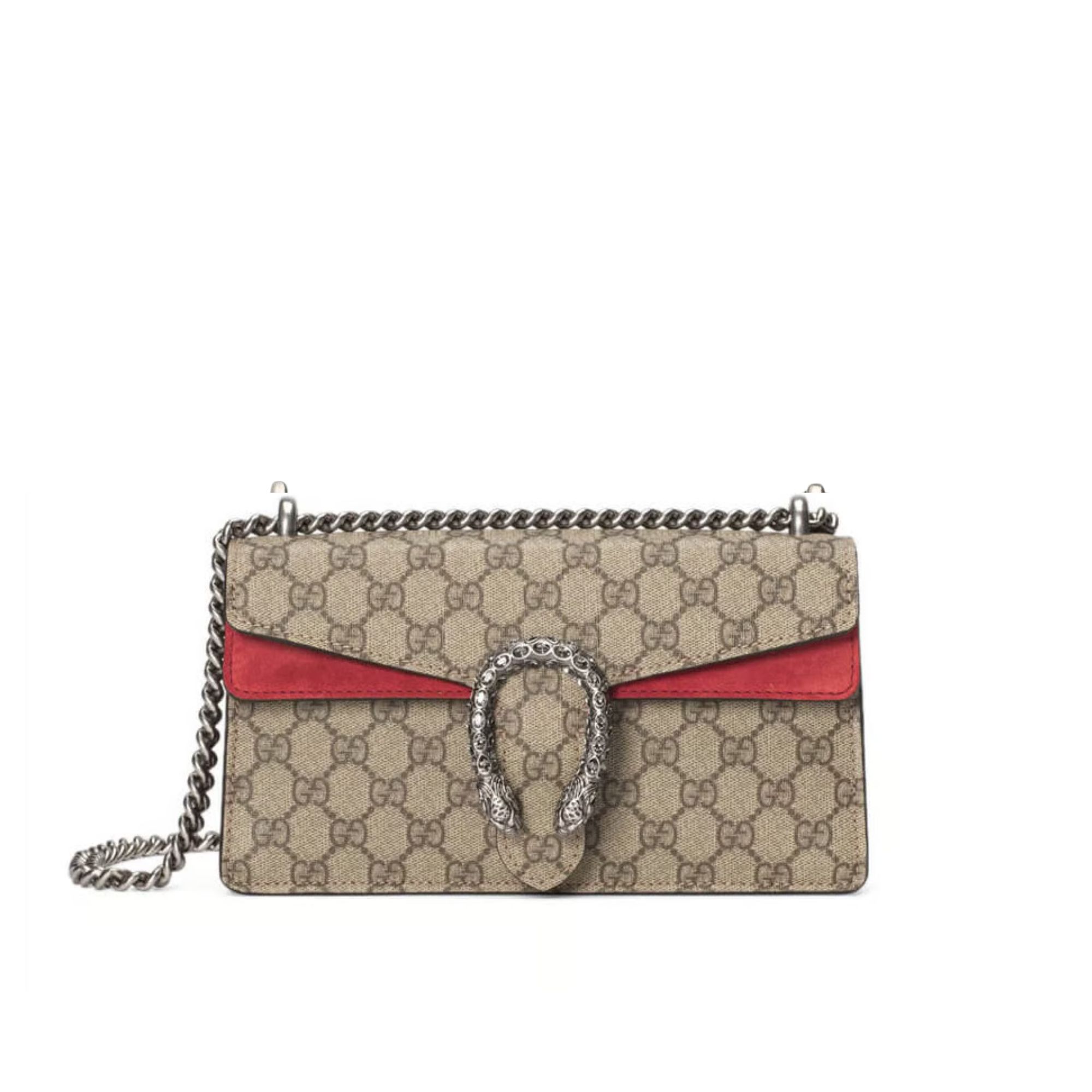 Gucci Dionysus Small Shoulder Bag in GG Supreme with Crystals Red 25cm