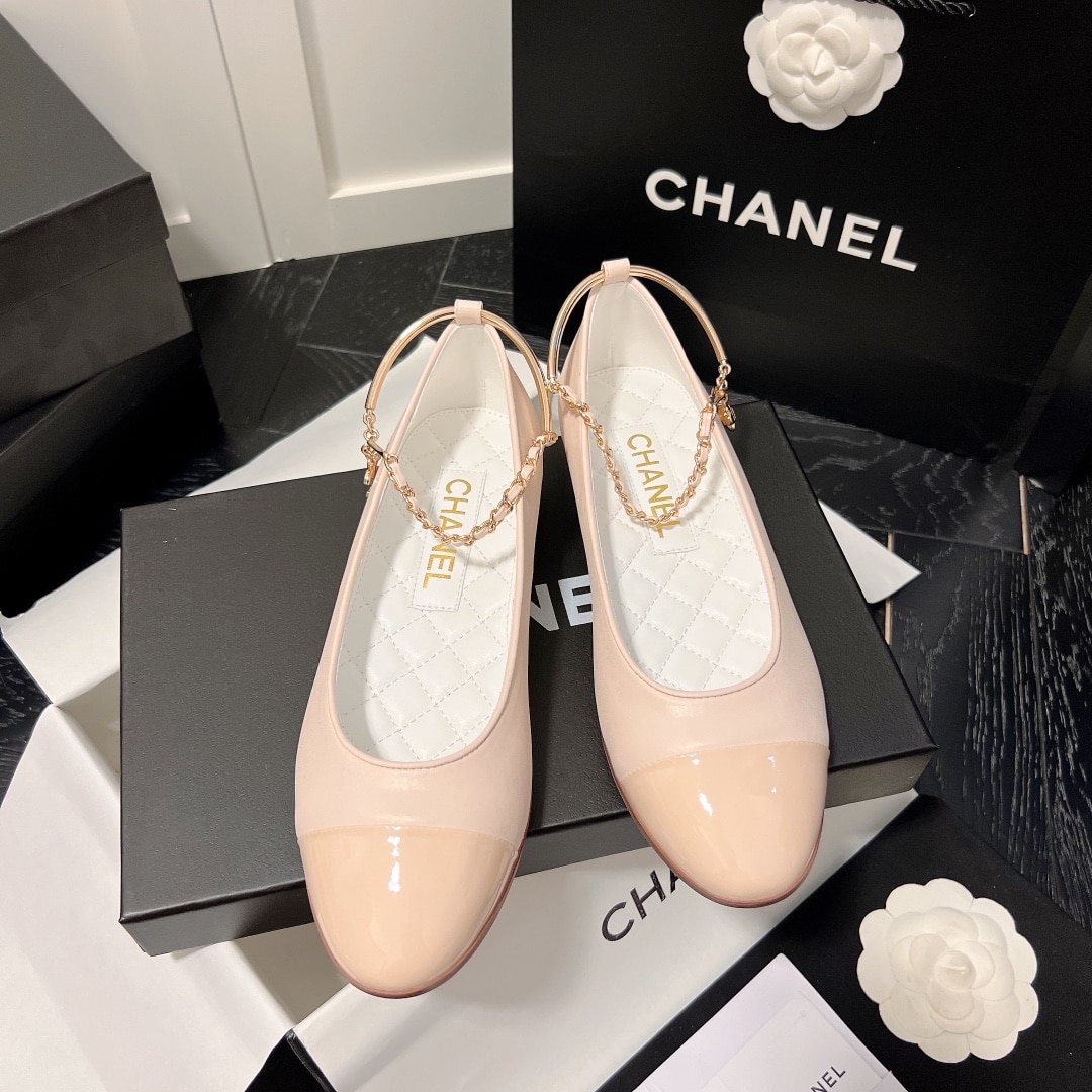 Chanel Interlocking Cc Logo Ballet Flats Light Pink