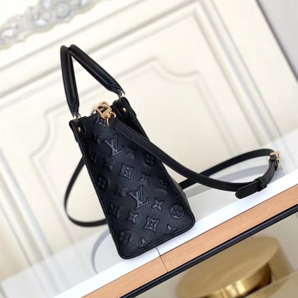 Louis Vuitton Onthego PM Monogram Empreinte Leather Tote Bag Black 25cm M45653
