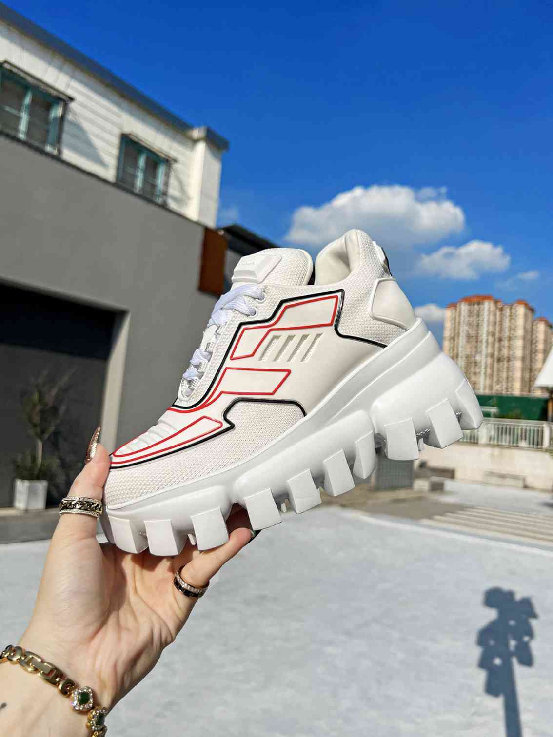 Prada Cloudbust Thunder Sneakers With White And Red 2Eg2933Lgnf0009