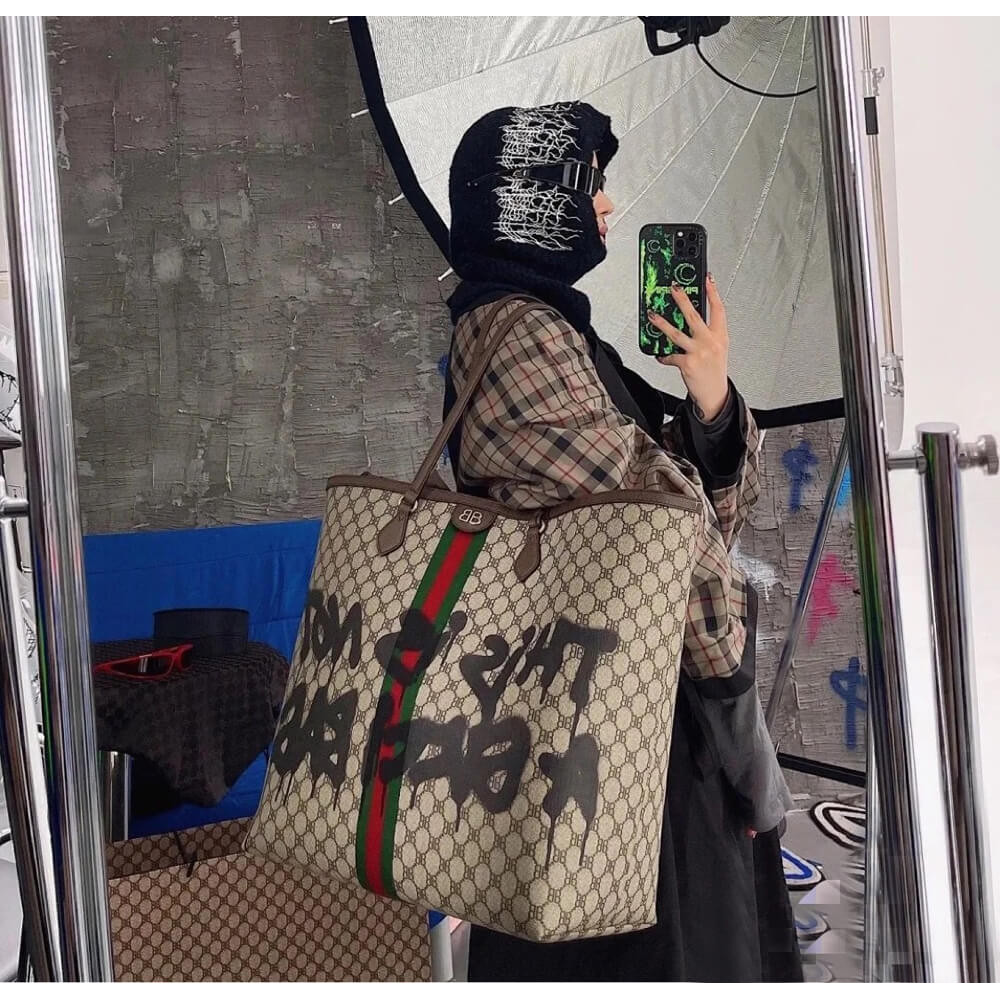 Balenciaga x Gucci Hacker Graffiti Large Tote Bag