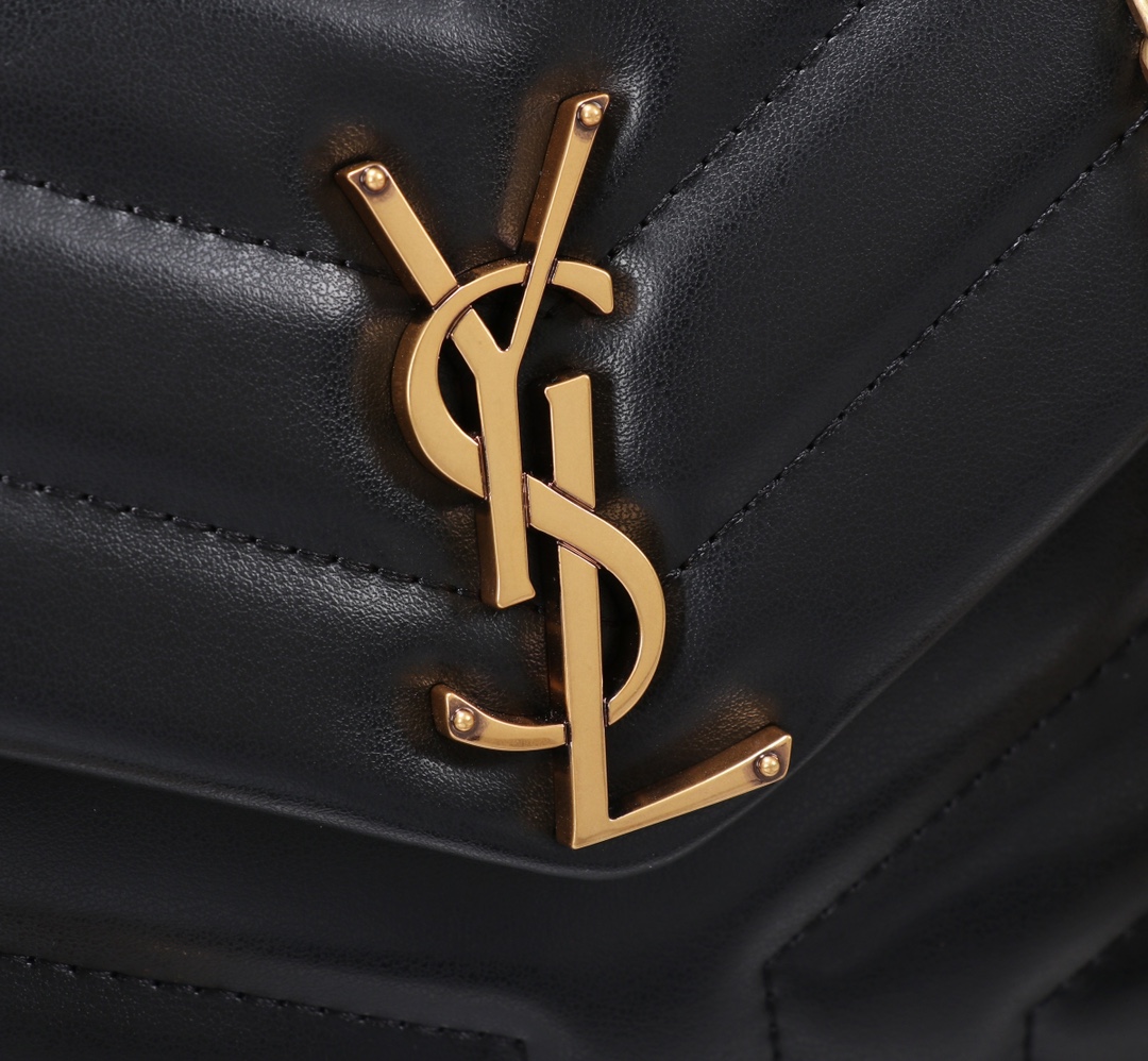 Saint Laurent Loulou Small Chain Bag In Matelassã‰ Y Black Gold 23Cm