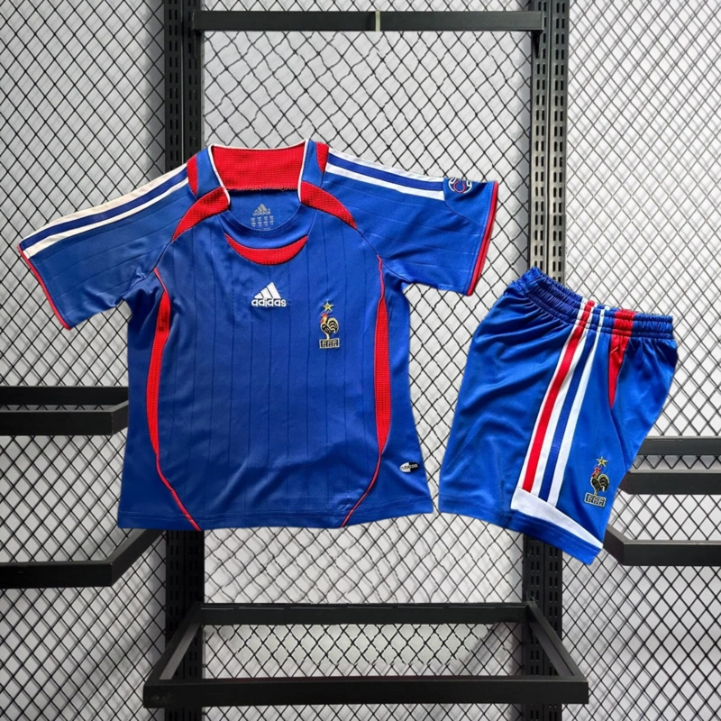 Retro KIDS 2006 KIDS France Home 10#ZIDANE HENRY VIEIRA ZIDANE SOSANNAH Football jersey retro