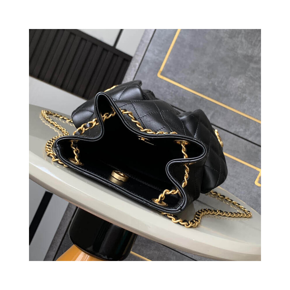 Chanel Lambskin Backpack Black