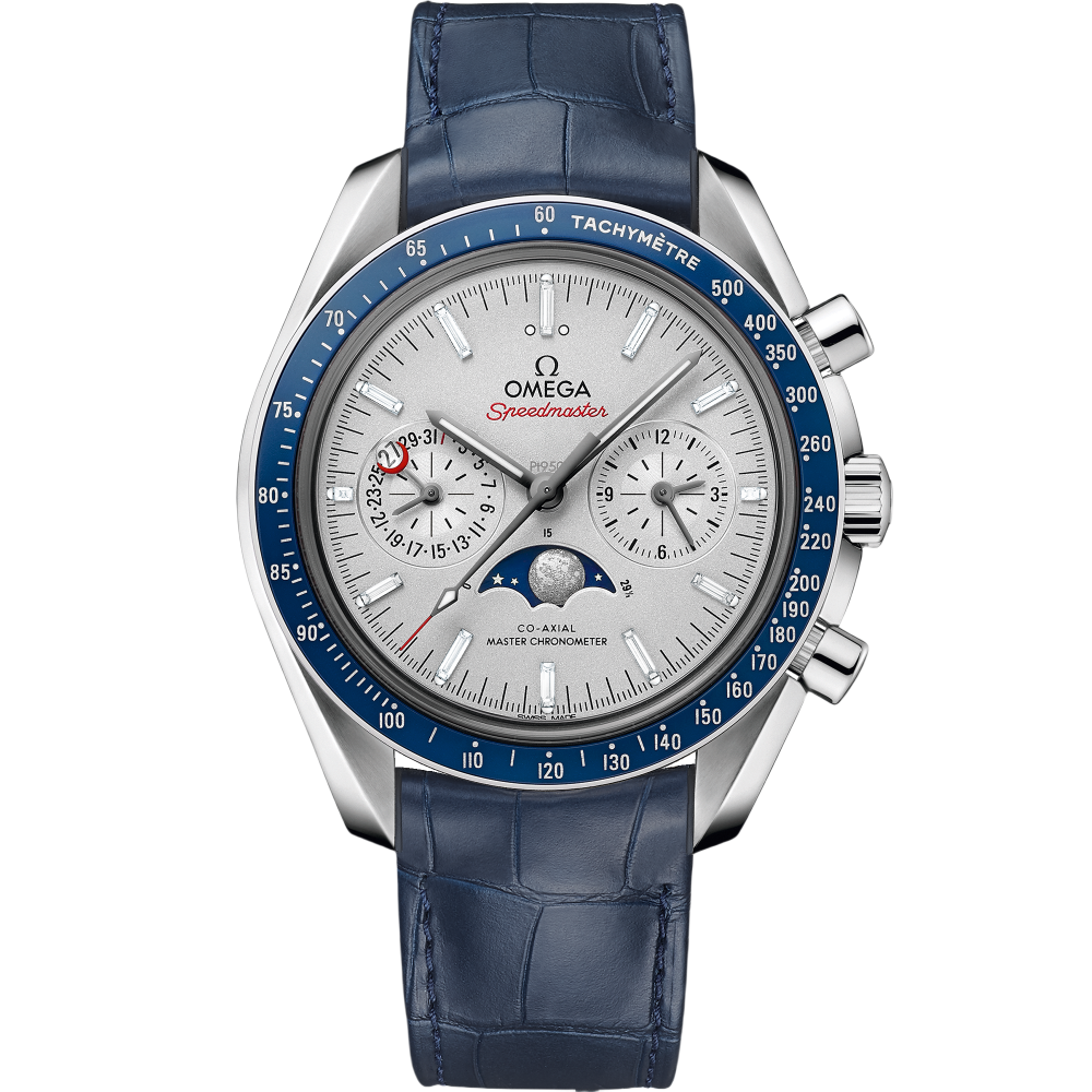 Omega Speedmaster Moonphase 44.25mm Grey Dial Platinum Strap 304.93.44.52.99.004
