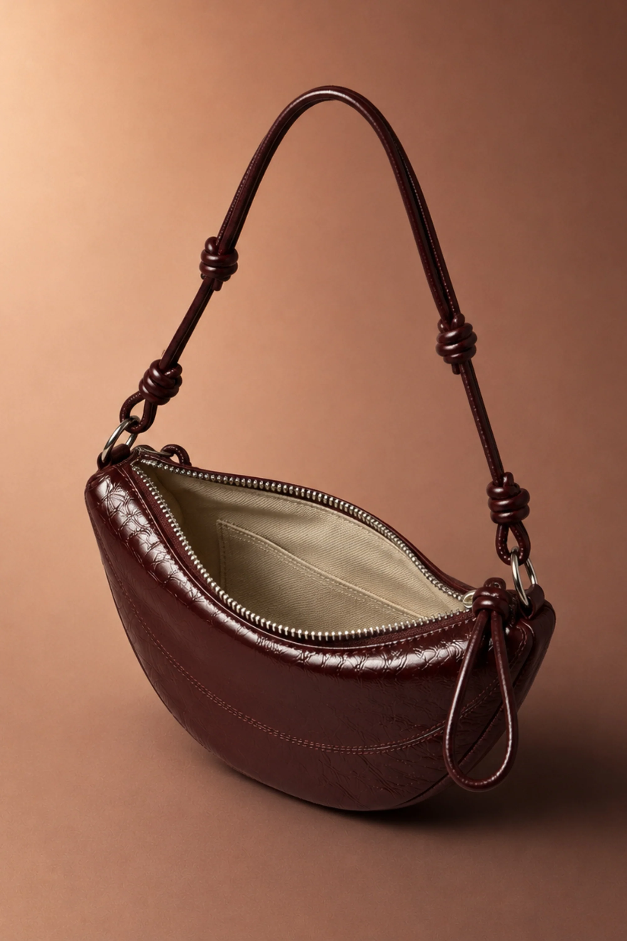 Wine Half-Moon Crossbody Bag