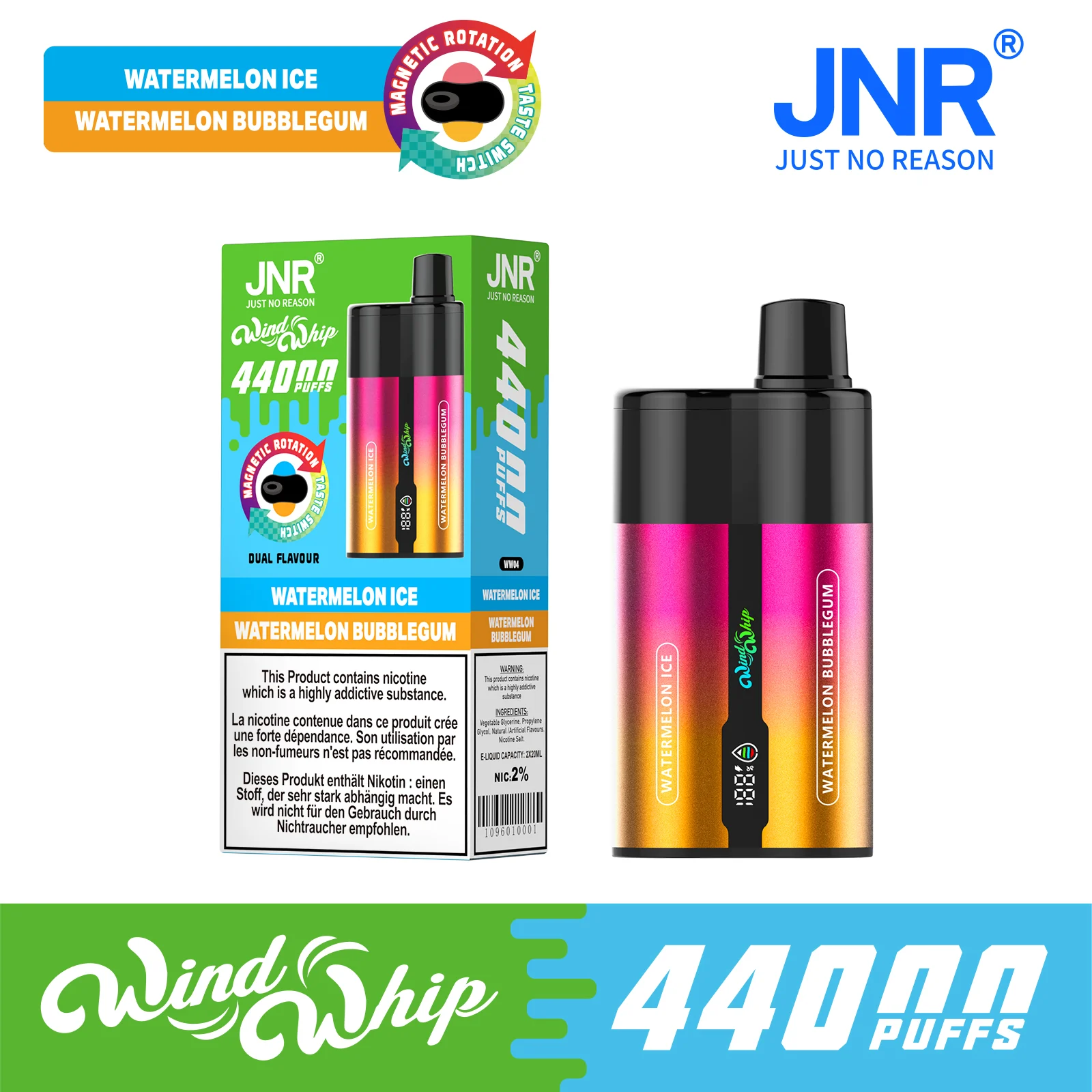 JNR WindWhip 2 in 1 44K Puffs Disposable Vape
