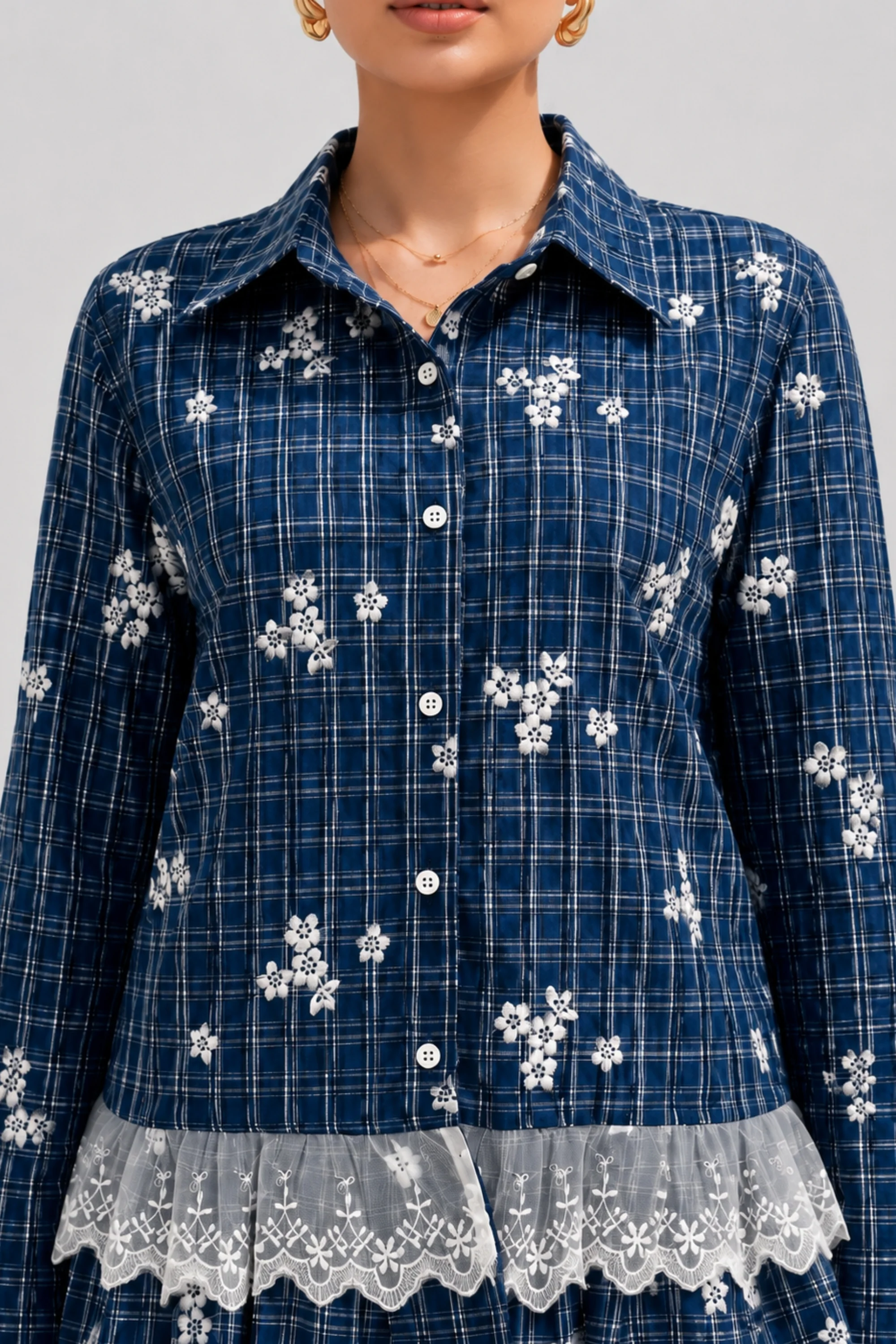 Indigo Bloom Gingham Shirt