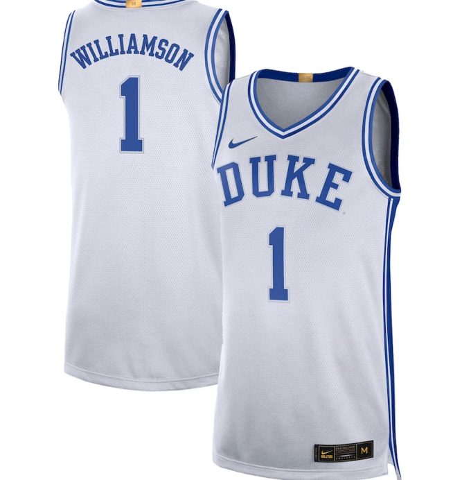 Men’s #1 Zion Williamson Duke Blue Devils College Basketball Jersey - white