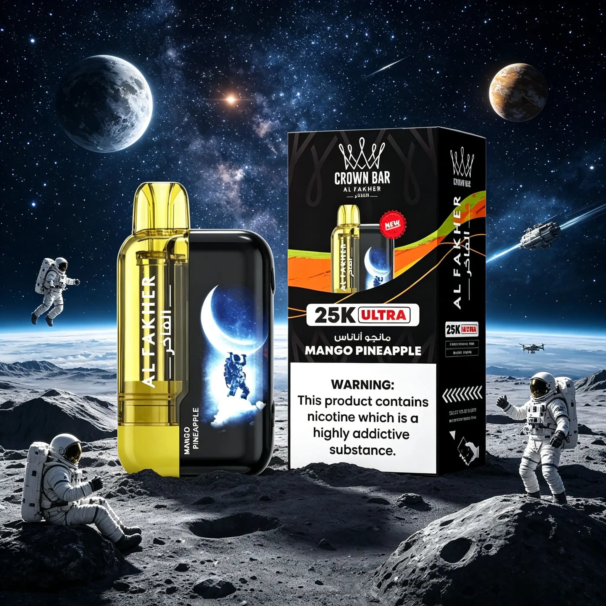 AL Fakher Crown Bar Ultra 25K 25000 Puffs Dual Mode Rechargeable LED Display E-Cigarette